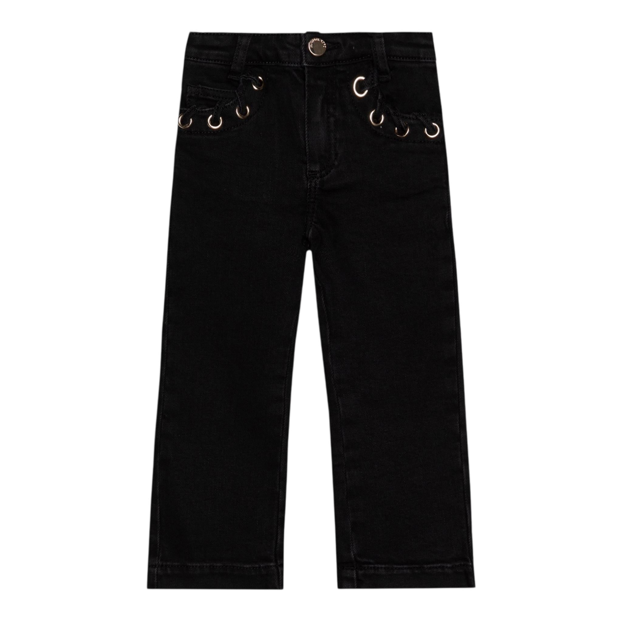 MICHAEL KORS jeans tinta unita con girovita regolabile Nero per Bambina R30182X NERO MICHAEL KORS