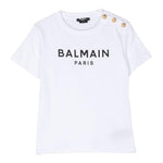 BALMAIN t-shirt girocollo tinta unita con stampa Bianco per Bambina BS8Q41 BIANCO BALMAIN