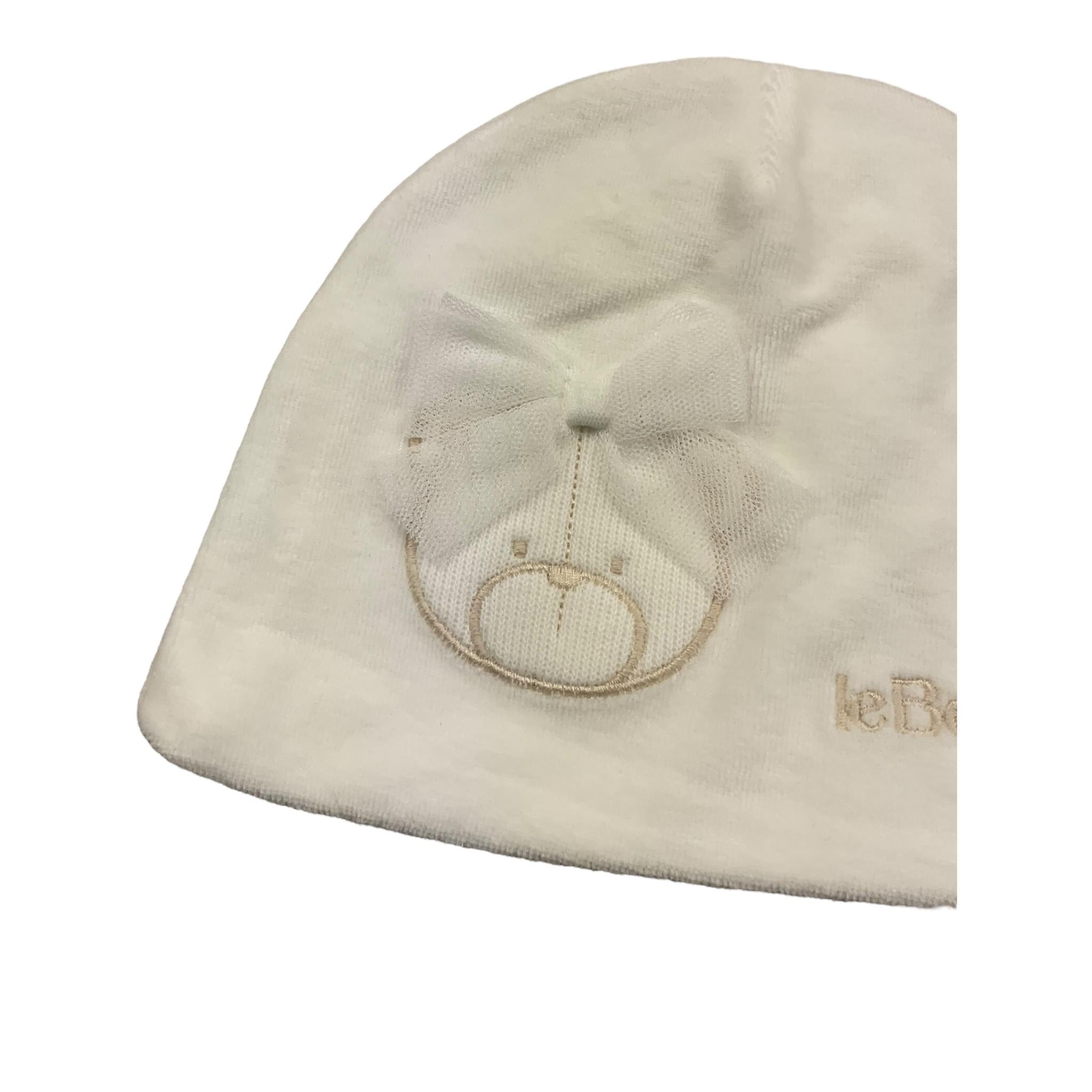 LE BEBE' cappell in ciniglia tinta unita con fiocco Bianco per Neonata LBG5938 BIANCO LE BEBE'