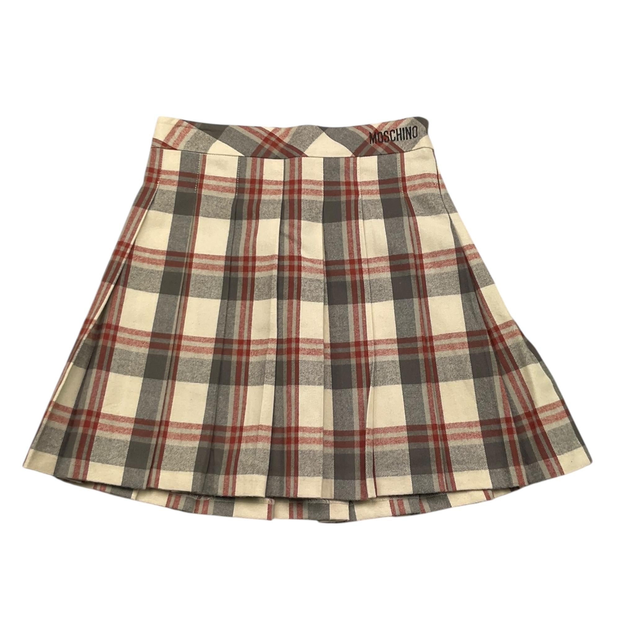 MOSCHINO gonna tinta unita con fantasia quadri Panna per Bambina HDJ041 PANNA MOSCHINO