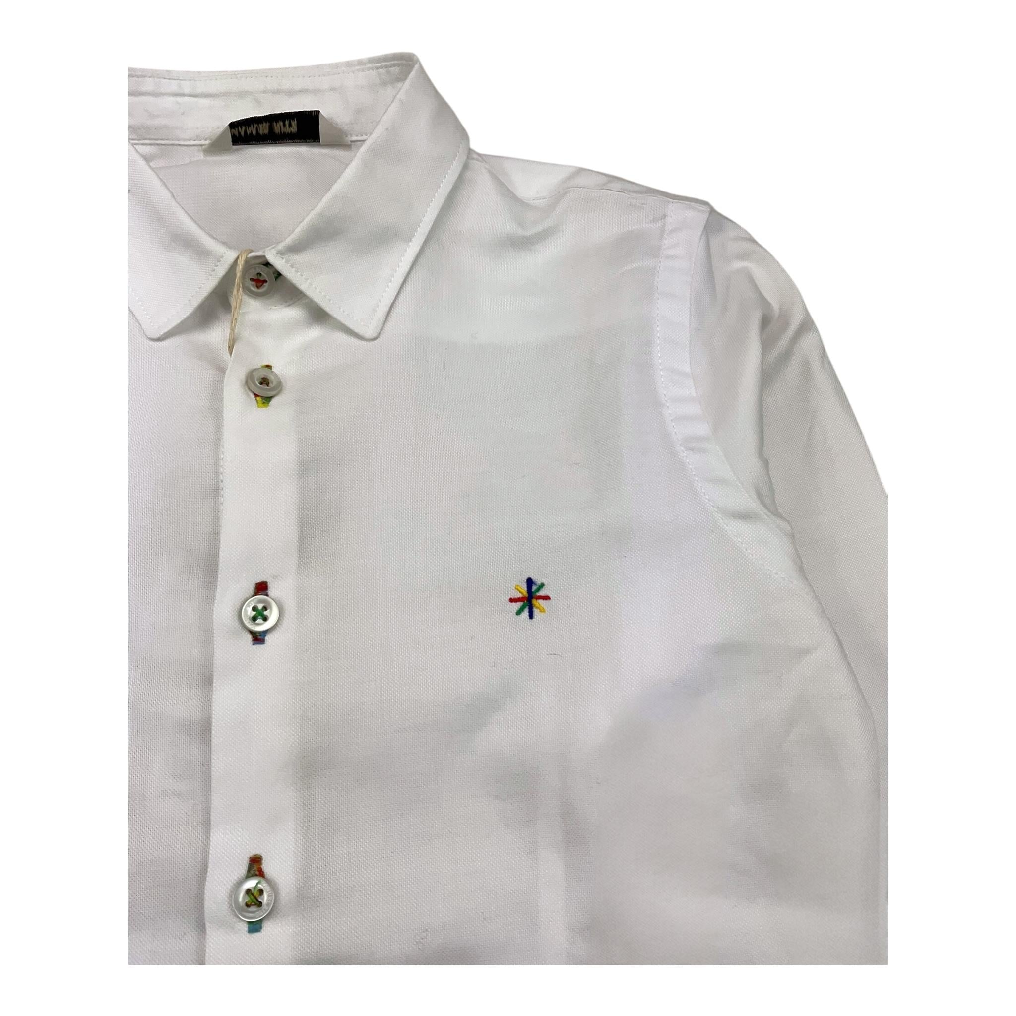 MANUEL RITZ camicia manica lunga con ricamo logo,tinta unita Bianco per Bambino MR2352 BIANCO MANUEL RITZ