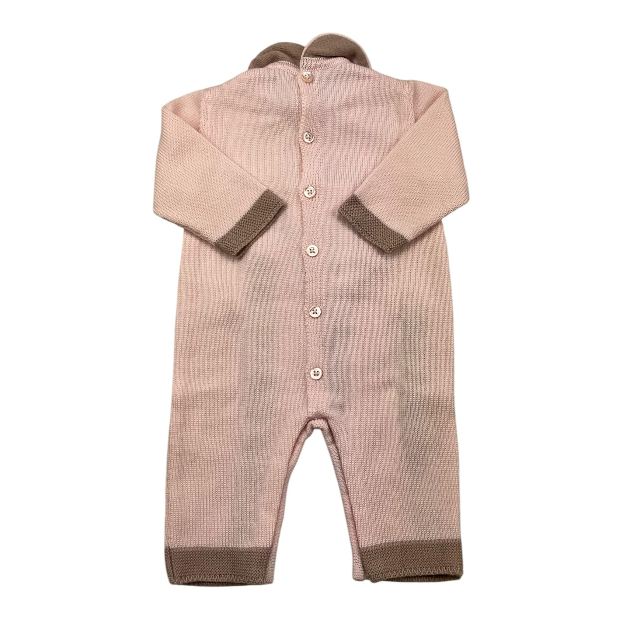 COLORI CHIARI tutina manica lunga tinta unita cn ricami in contrasto Rosa per Neonata FF167786 ROSA COLORI CHIARI