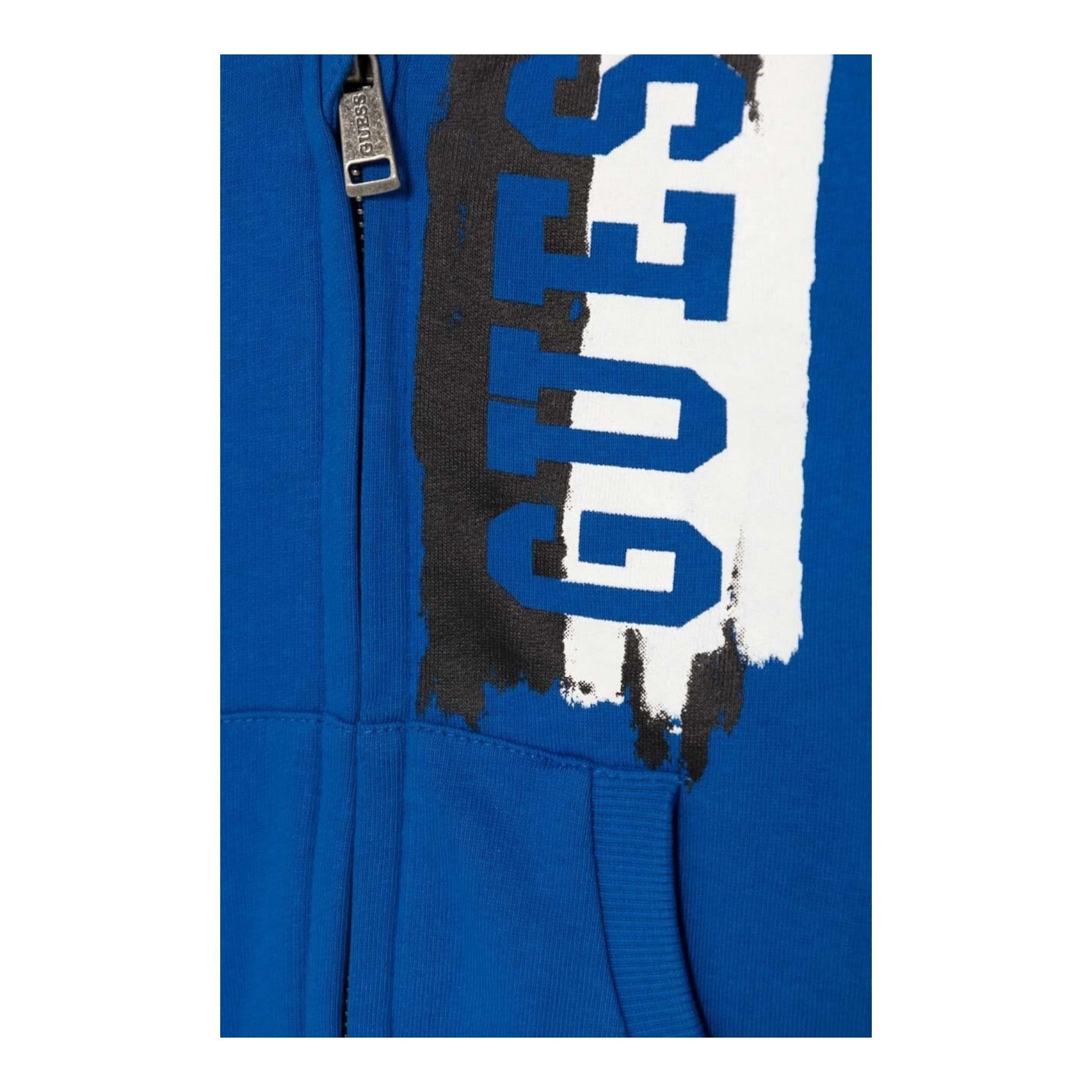 GUESS felpa con zip e cappuccio tinta unita cn logo Cobalto per Neonato N4YQ00KA6R3X COBALTO GUESS