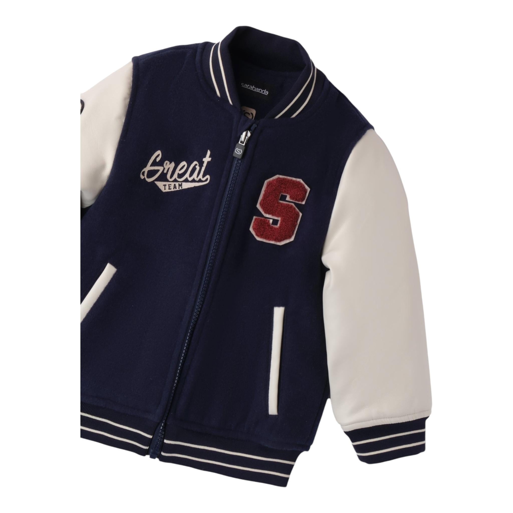 SARABANDA giubbino modello college bicolore con zip Blu per Bambino A050 BLU SARABANDA