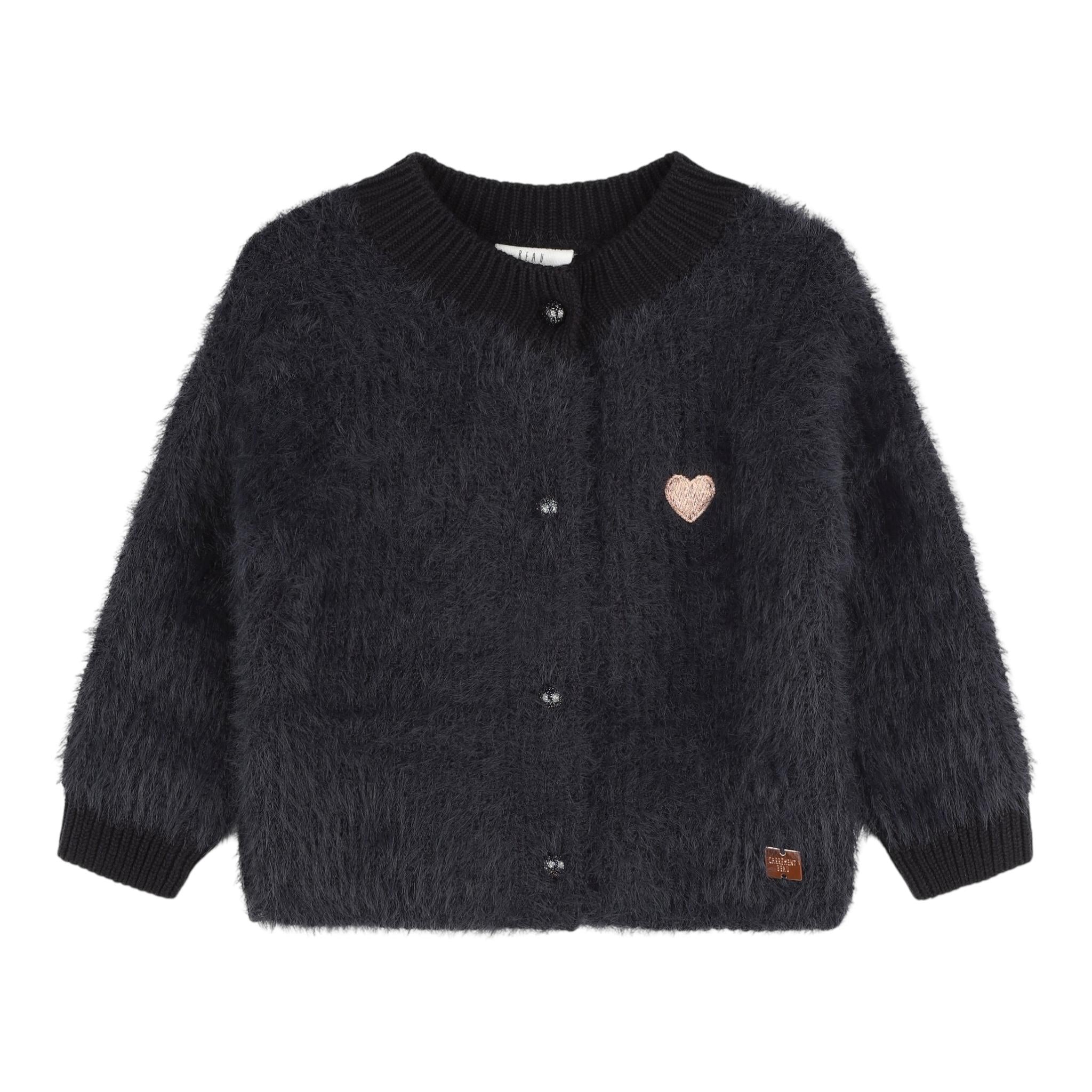 CARRE'MENT BEAU cardigan tinta unita con ricamo cuore Blu per Neonata Y05268 BLU CARRE'MENT BEAU