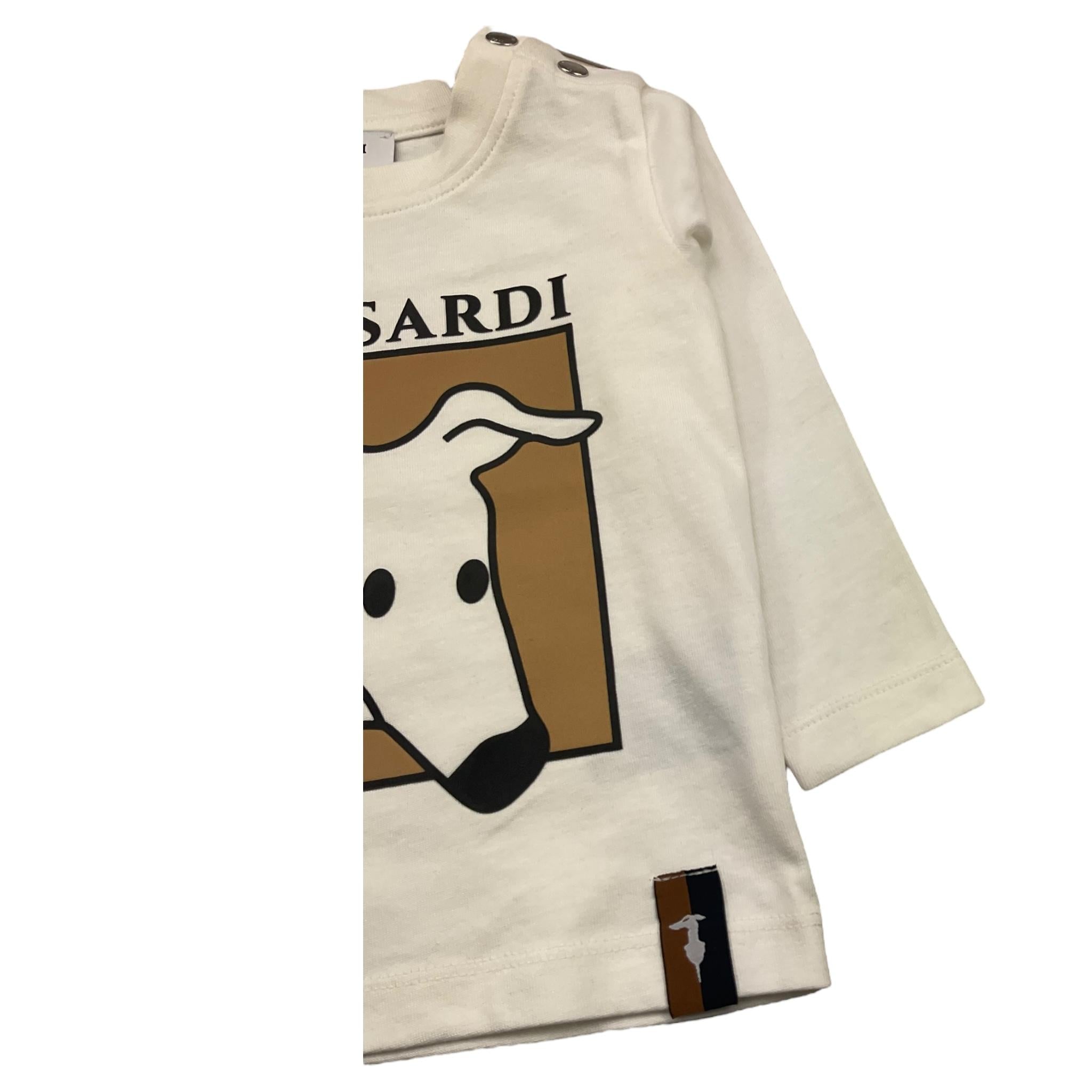 TRUSSARDI shirt girocollo tinta unita con stampa in contrasto Panna per Neonato TIA25085TS PANNA TRUSSARDI