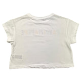 PATRIZIA PEPE t-shirt girocollo tinta unita con stampa in contrasto modello crop Bianco per Bambina 7M0802 BIANCO PATRIZIA PEPE
