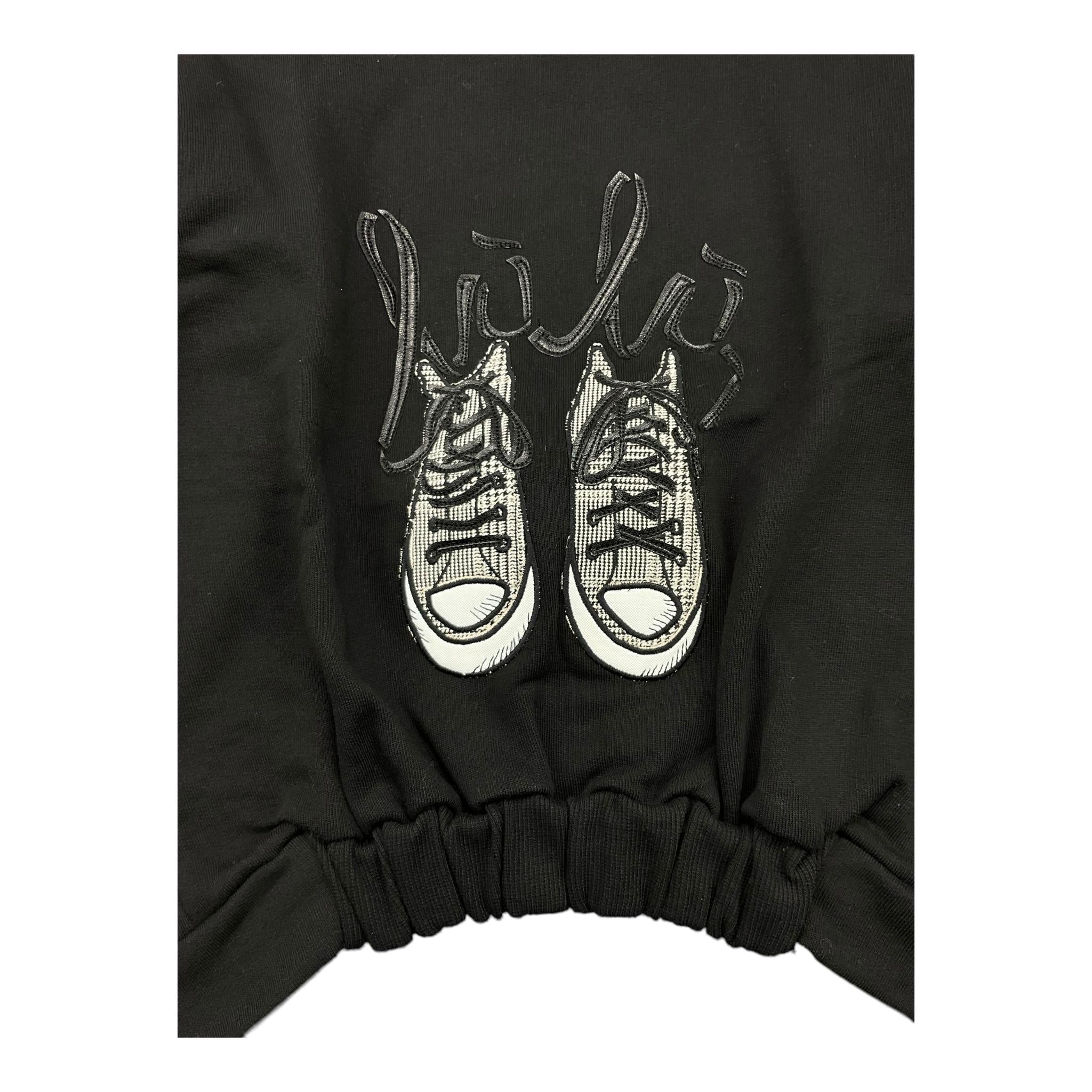 LU LU BY MISS GRANT felpa tinta unita con stampa Nero per Bambina LL3035 NERO LU LU BY MISS GRANT