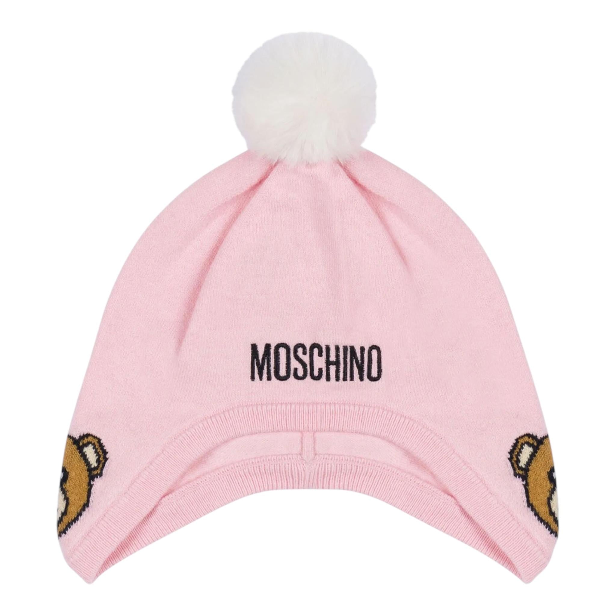 MOSCHINO cappello tinta unita con pon pon Rosa per Bambina MUX04ZA ROSA MOSCHINO
