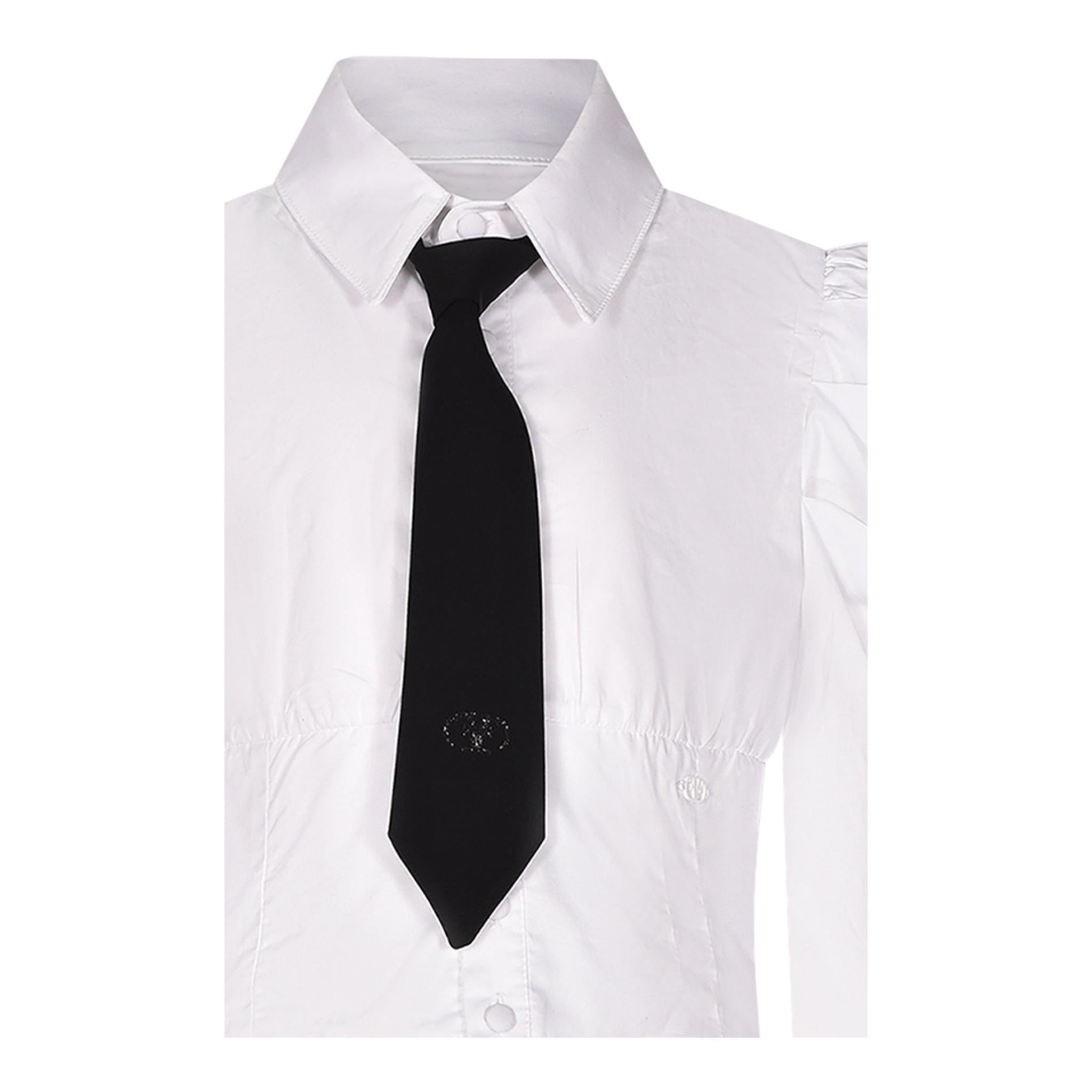 FUN & FUN camicia manica lunga tinta unita con cravatta Bianco per Bambina FJSH00449 BIANCO FUN & FUN