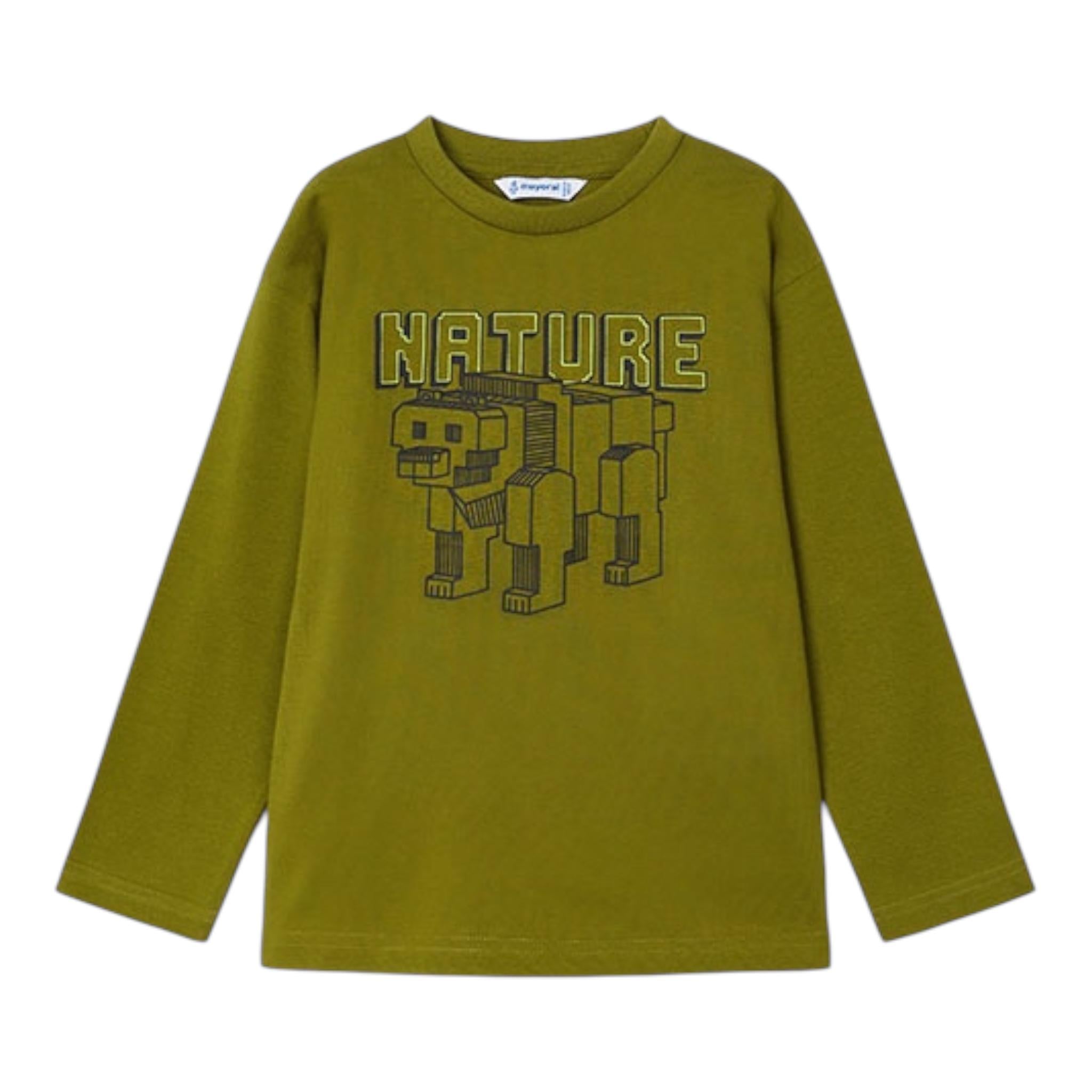 MAYORAL shirt girocollo tinta unita con stampa in contasto Verde per Neonato 4051 VERDE MAYORAL