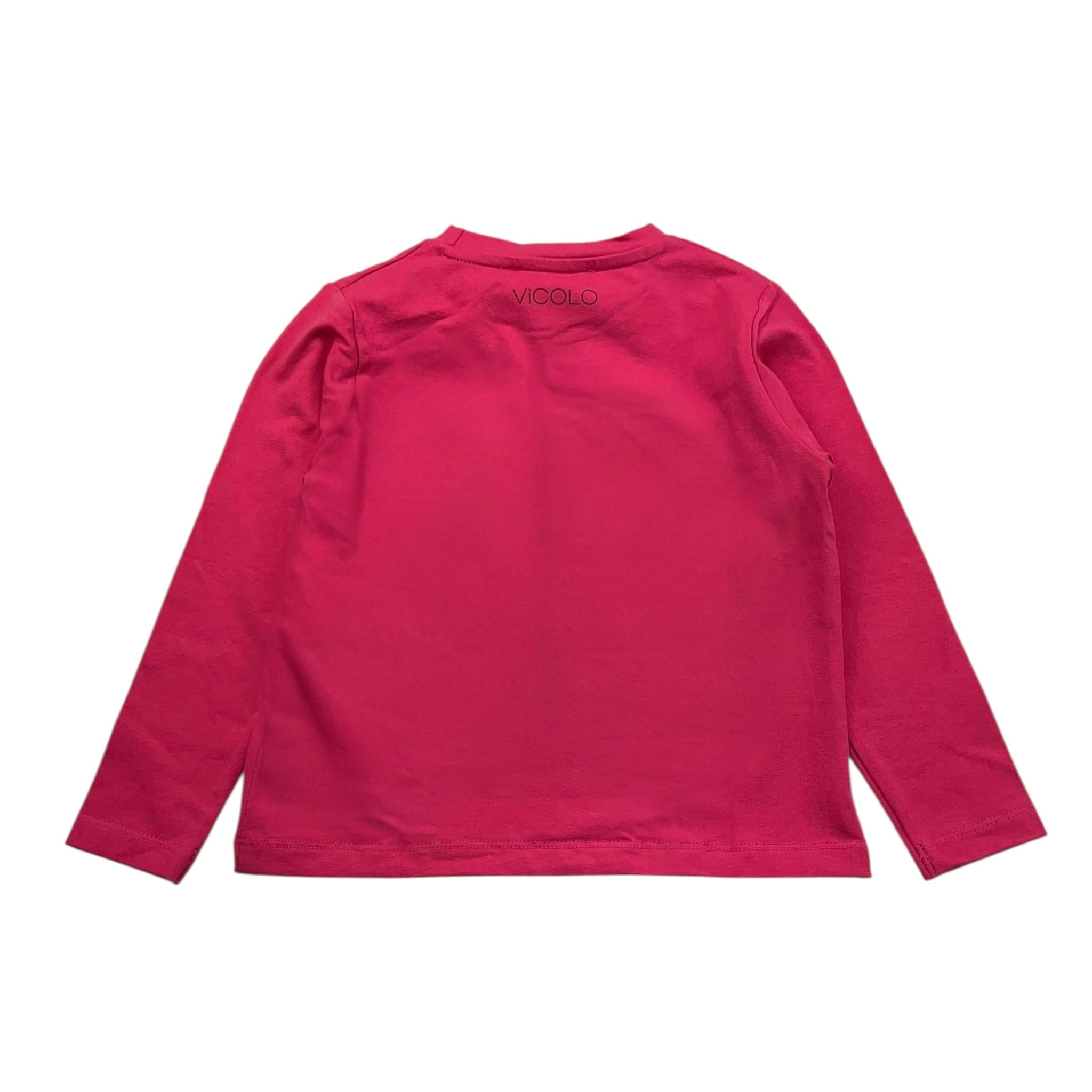 VICOLO shirt girocollo tinta unita con stampa Fuxia per Bambina 3141M00146 FUXIA VICOLO