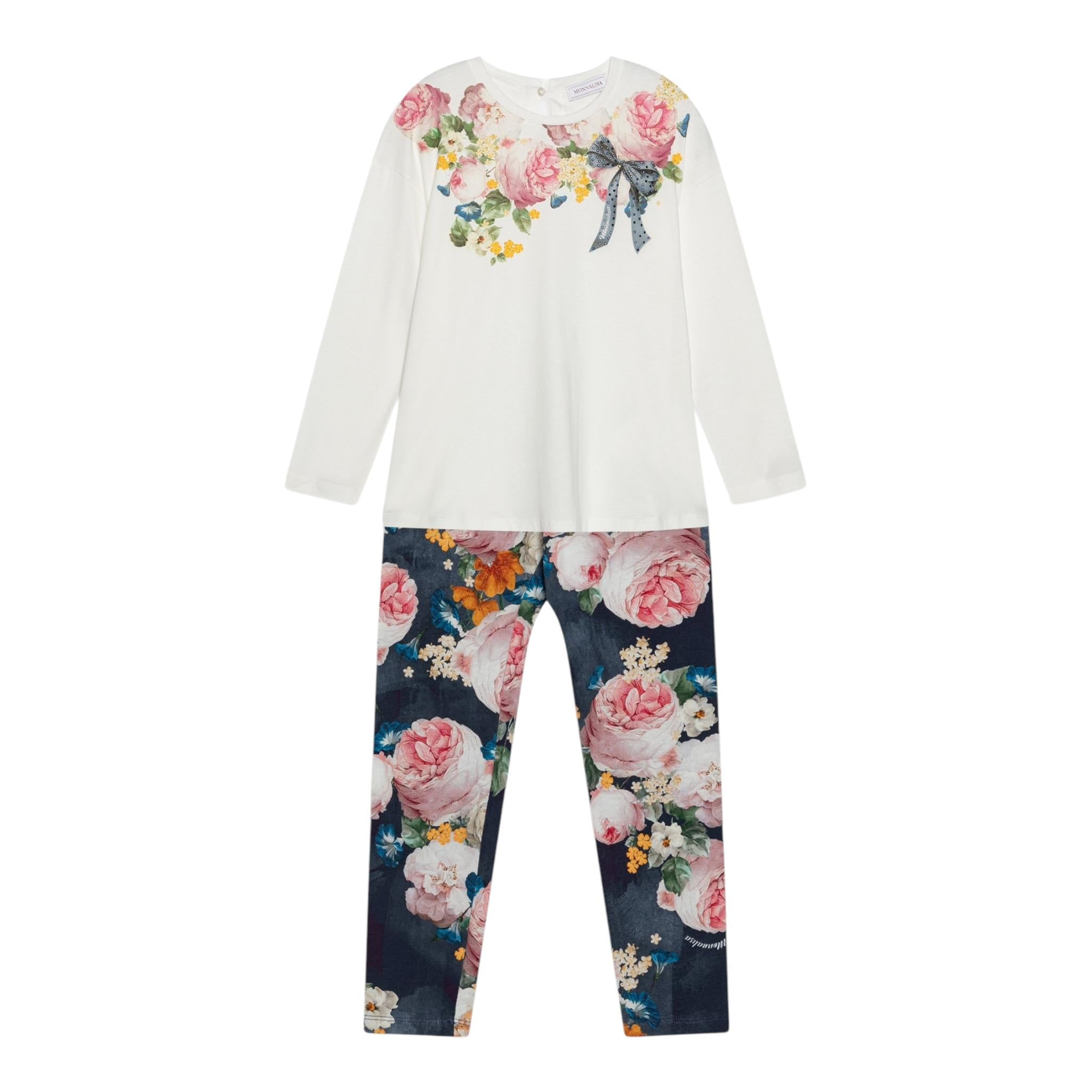 MONNALISA completo 2 pezzi t-shirt-leggins Bianco/blu per Bambina 11D500 BIANCO/BLU MONNALISA