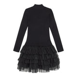 TWINSET abito tinta unita con tulle Nero per Bambina 242GJ3121X NERO TWINSET