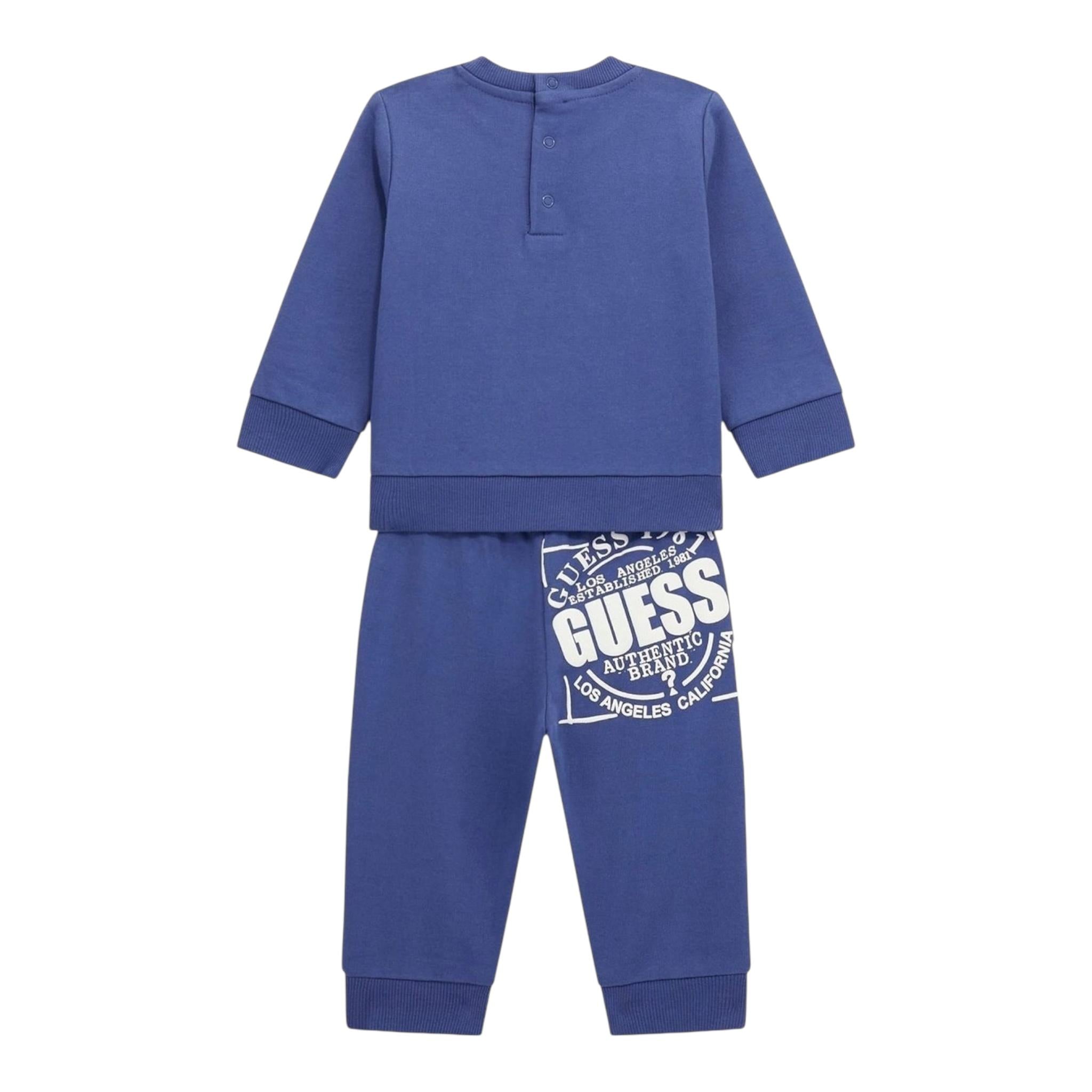 GUESS completo 2 pezzi felpa-pantalone tinta unita Blu per Bambino N4YG14AK6R0 BLU GUESS