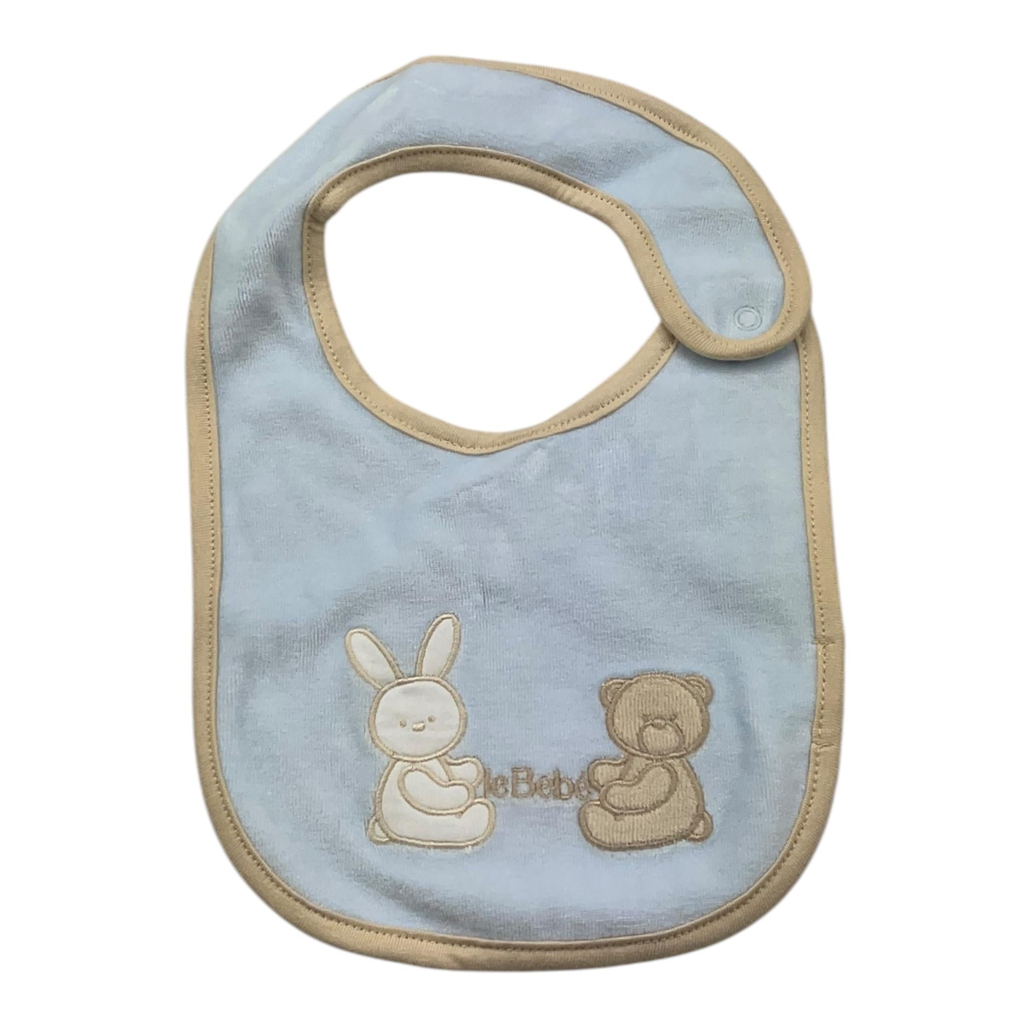 LE BEBE' bavetta tinta ujnita con ricami in contrasto Azzurro per Neonato LBB5061 AZZURRO LE BEBE'