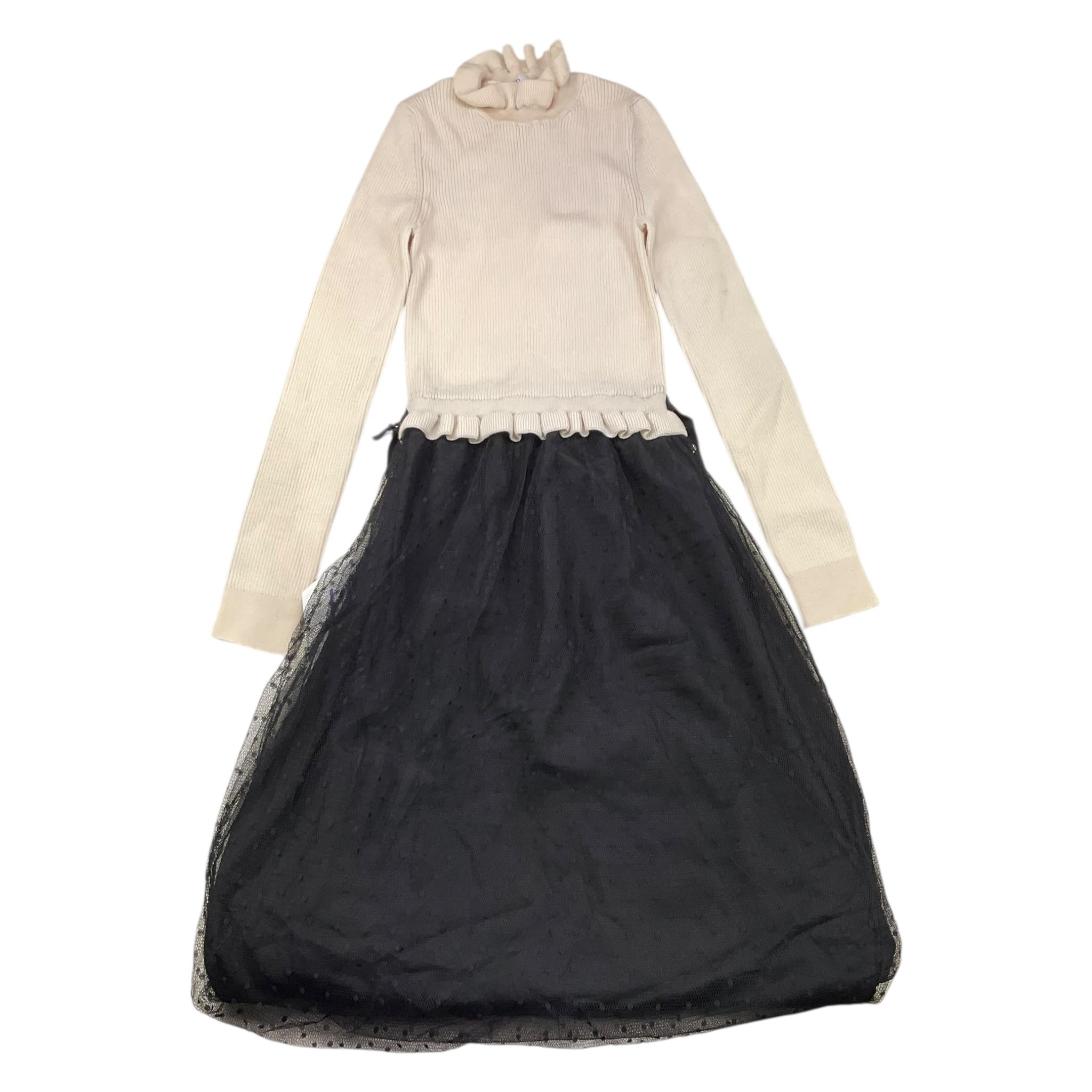 RED VALENTINO abito manica lunga bicolore con gonna tulle Nero per Bambina XR0VAEK5 NERO RED VALENTINO