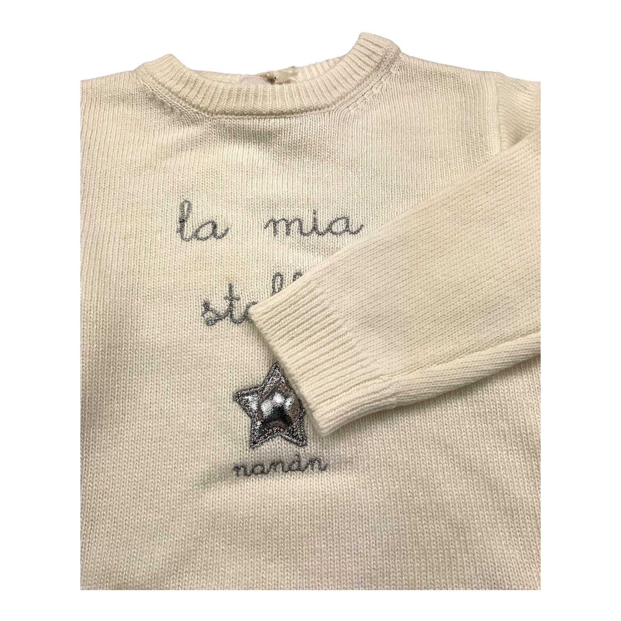 NANAN maglia girocollo tinta unita con ricami Panna per Bambina I2342736P PANNA NANAN