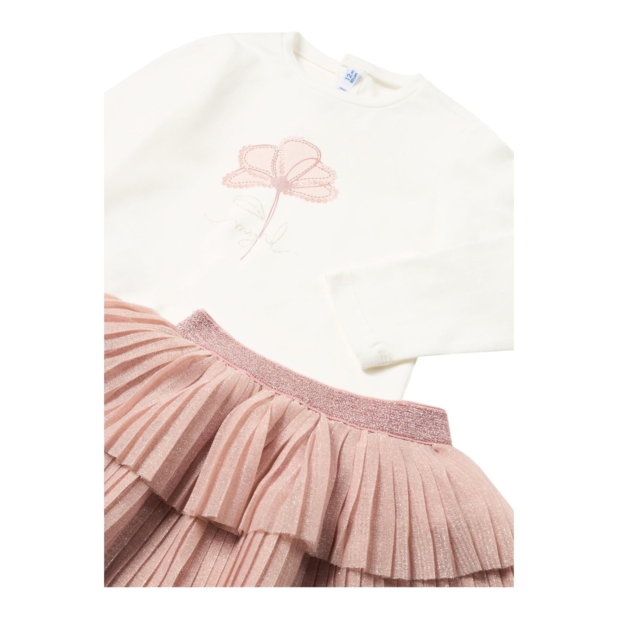 MAYORAL completo 3 pezzi cardigan-shirt-gonna Rosa per Bambina 292873X ROSA MAYORAL