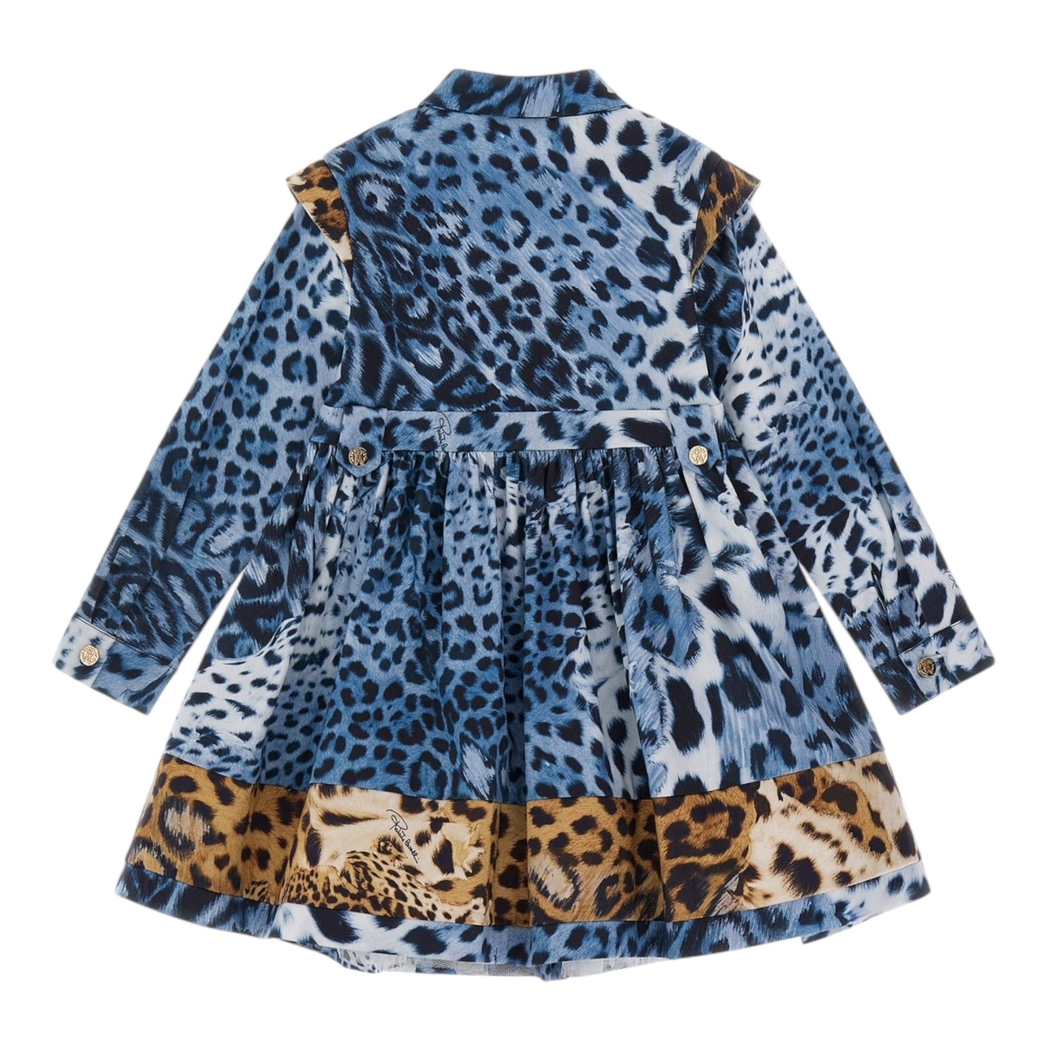 ROBERTO CAVALLI abito manica lunga fantasia maculata Azzurro per Bambina TJT10P AZZURRO ROBERTO CAVALLI