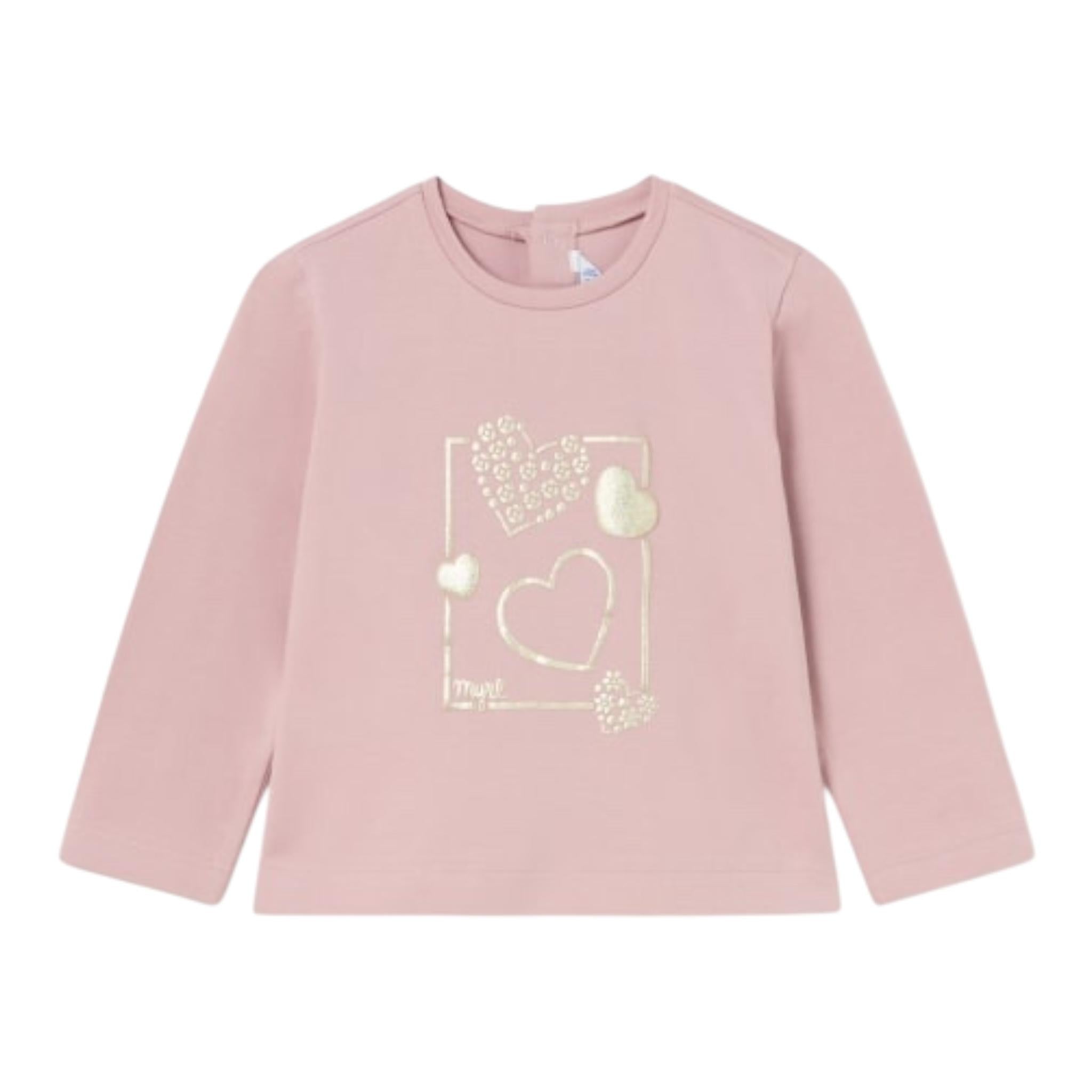 MAYORAL shirt girocollo tinta unita con stampa Rosa per Bambina 116J ROSA MAYORAL