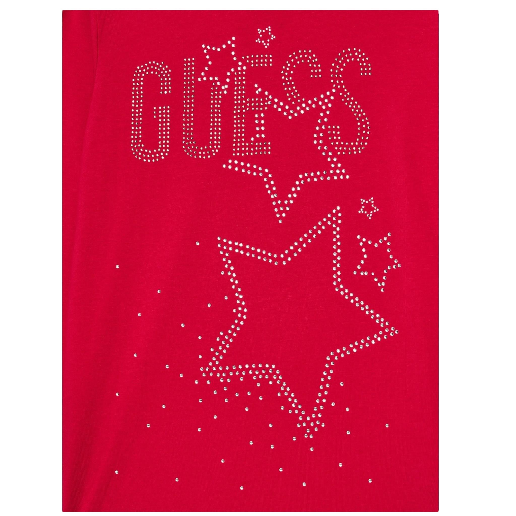 GUESS shirt girocollo tinta unita con stampa brillantinata Fuxia per Bambina J4BI09J1314X FUXIA GUESS