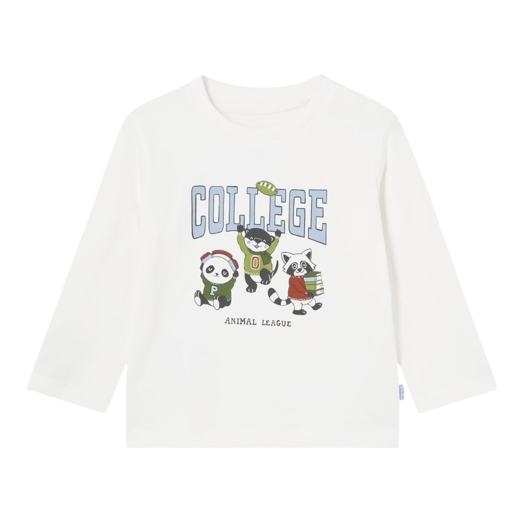 MAYORAL shirt girocollo tinta unita con stampa in contrasto Bianco per Bambino 2032J BIANCO MAYORAL