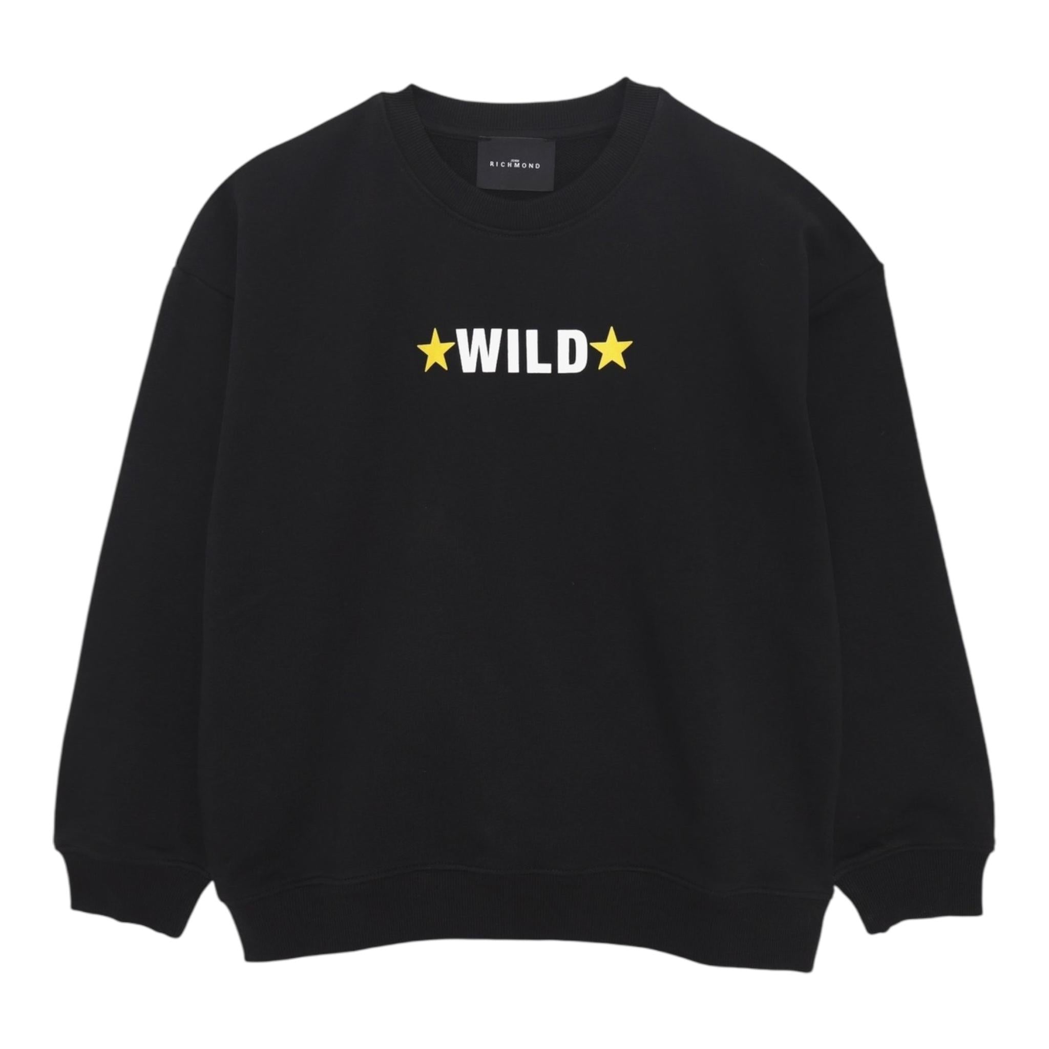 JOHN RICHMOND felpa tinta unita girocollo con stampa Nero per Bambino RBA24115FE NERO JOHN RICHMOND