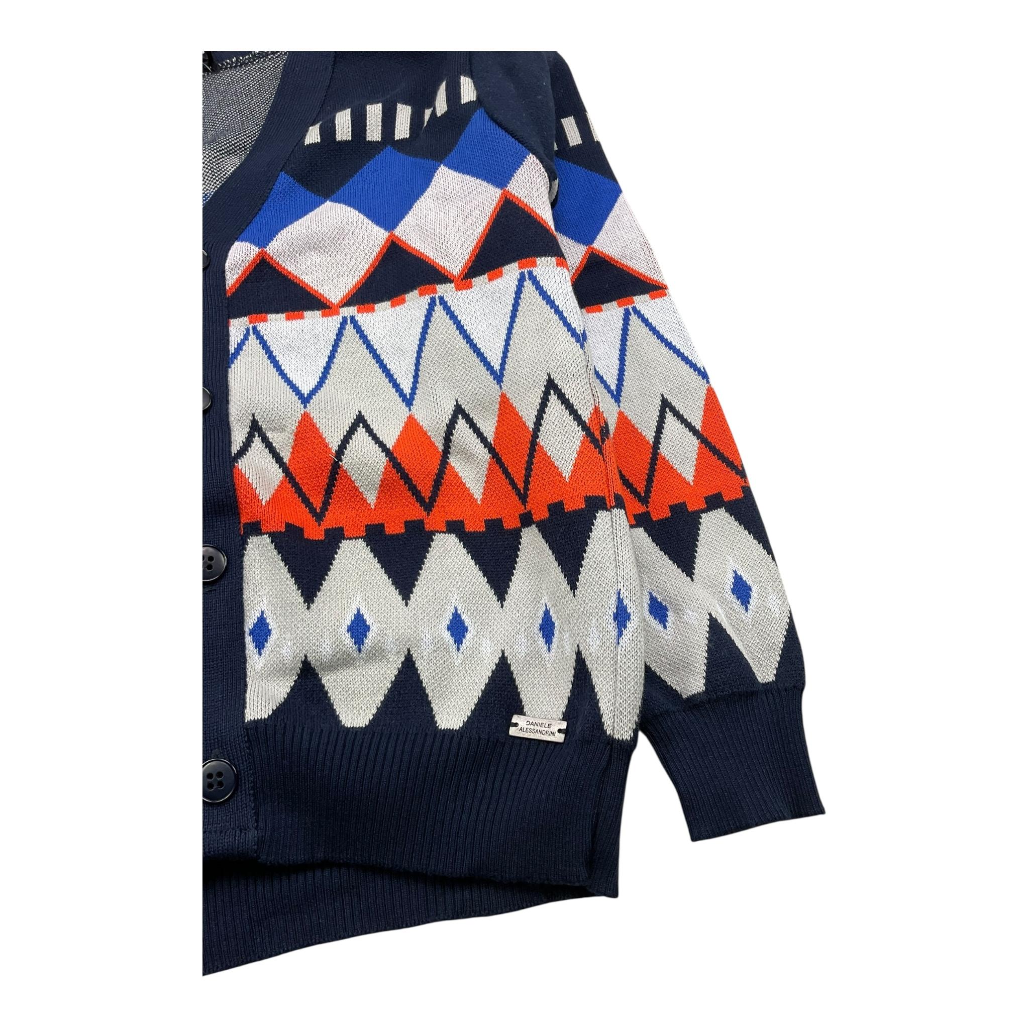 DANIELE ALESSANDRINI cardigan tinta unita con fantasia astratta Blu per Bambino 1231W00039X BLU DANIELE ALESSANDRINI