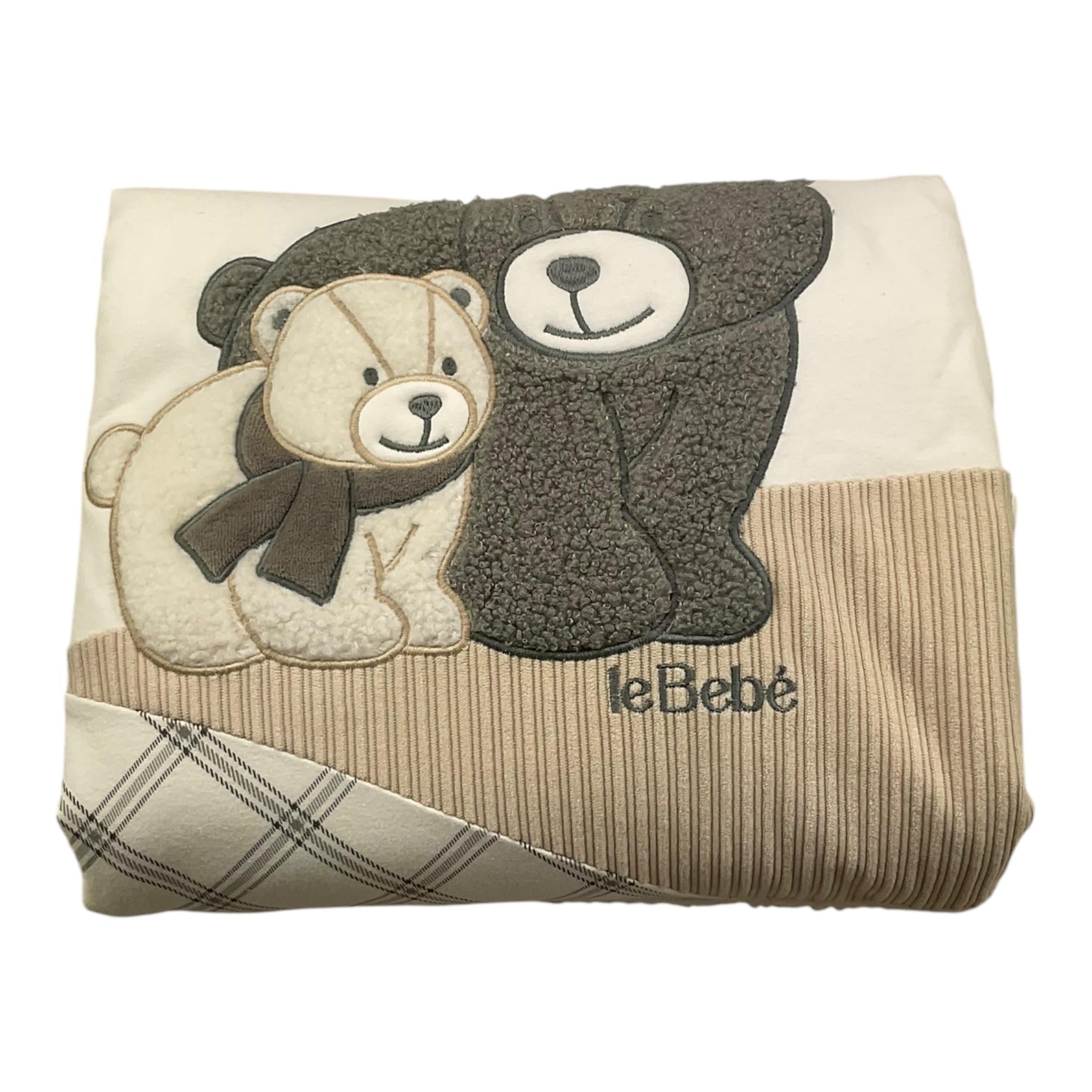 LE BEBE' coperta tinta unita con stampe orsi Bianco per Neonato LBB5089 BIANCO LE BEBE'