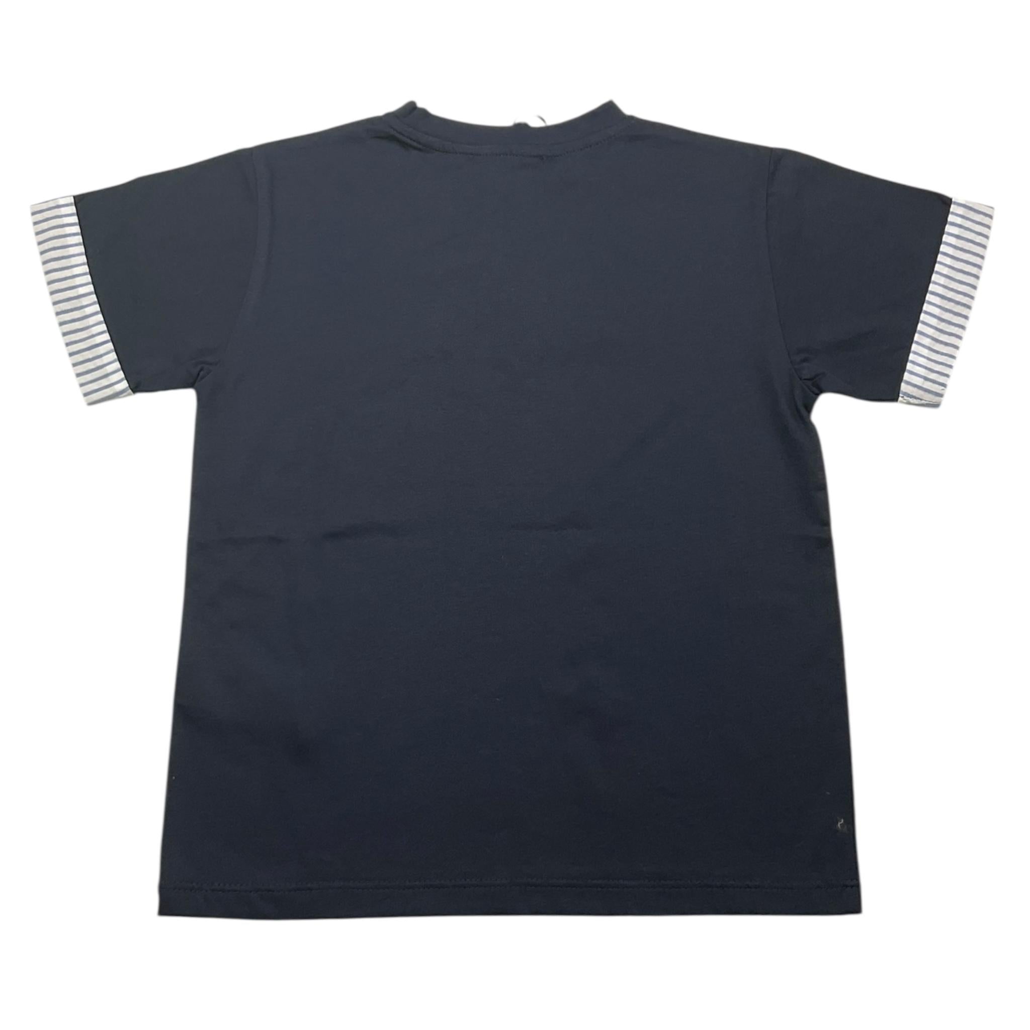 t-shirt girocollo tinta unita con profili maniche in contrasto PP4050 BLU PAOLO PECORA