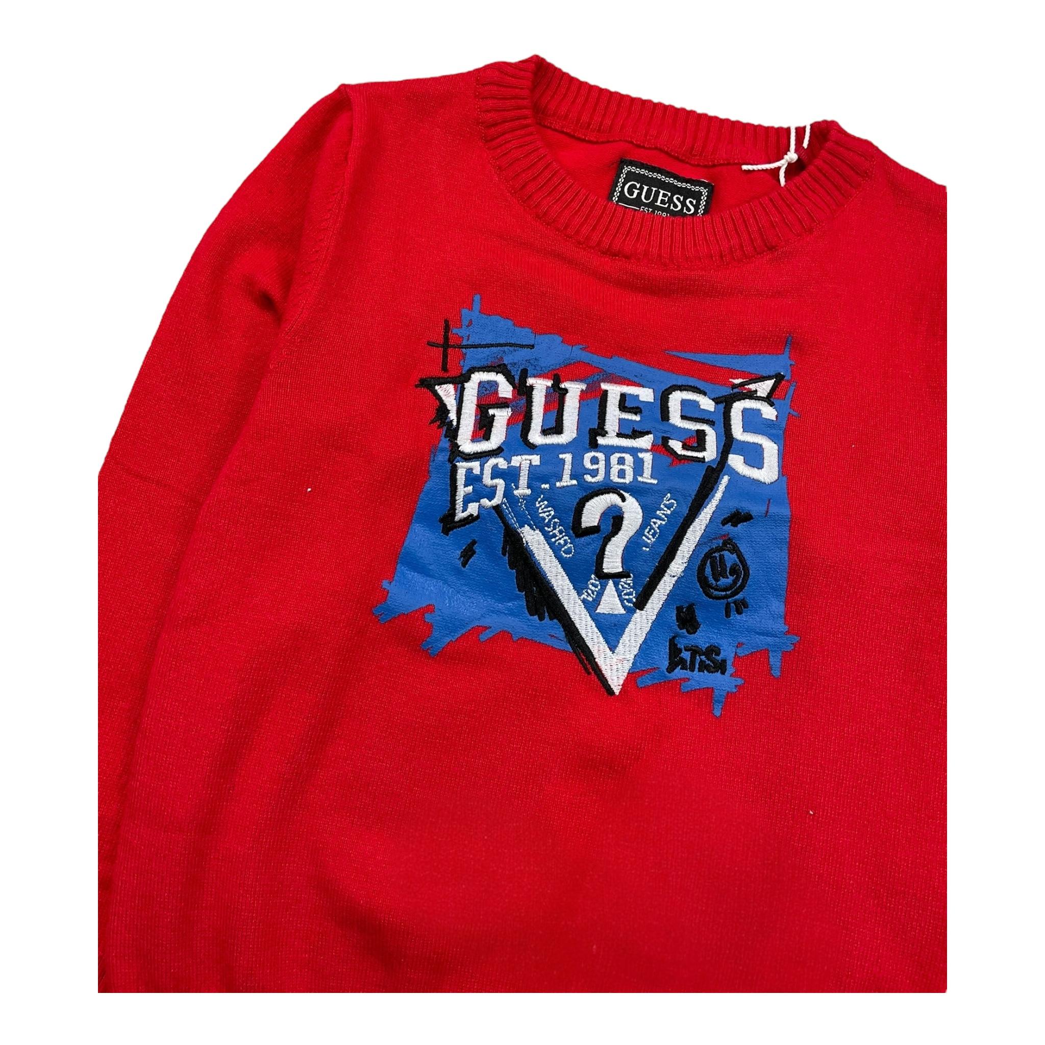 GUESS maglia girocollo tinta unita con stampa Rosso per Bambino N4YR03Z2VV0X ROSSO GUESS