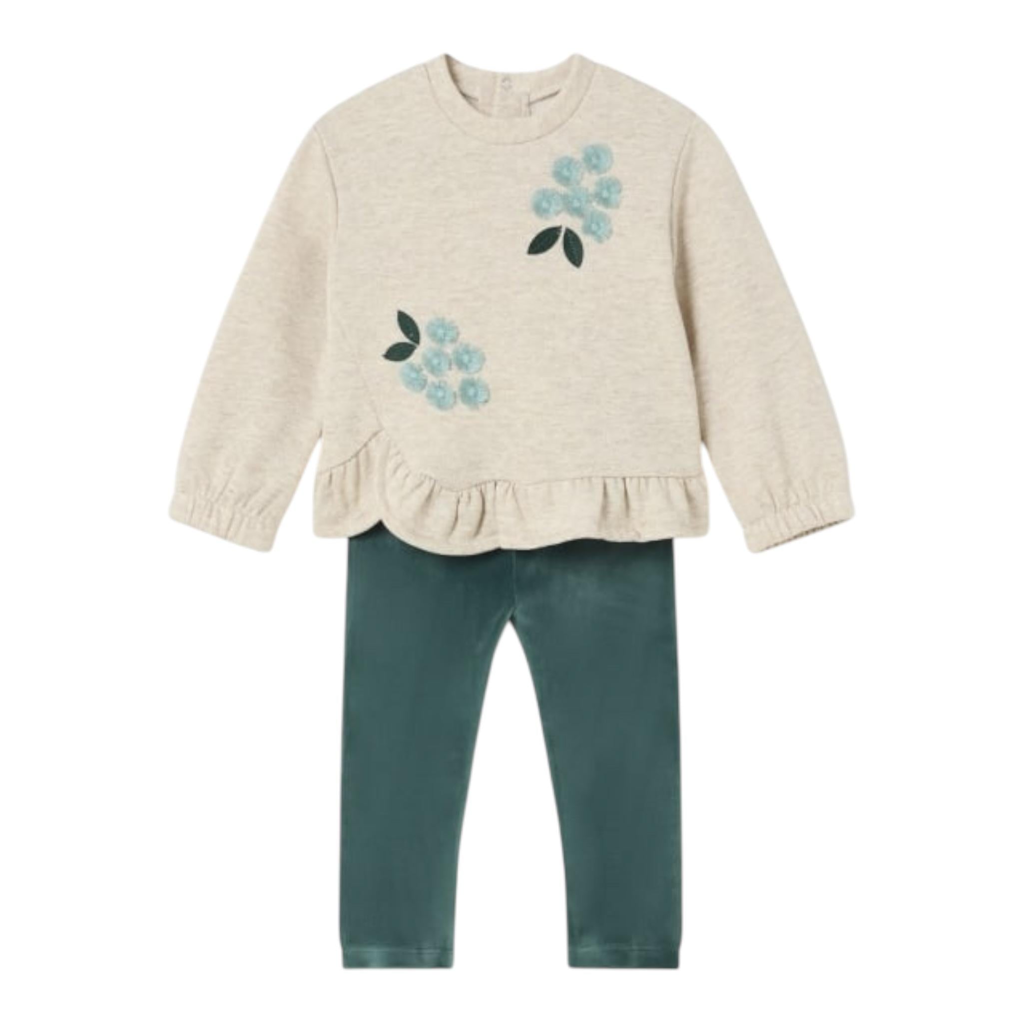 MAYORAL completo 2pz felpa-leggins bicolore Beige/verde per Bambina 2706J BEIGE/VERDE MAYORAL
