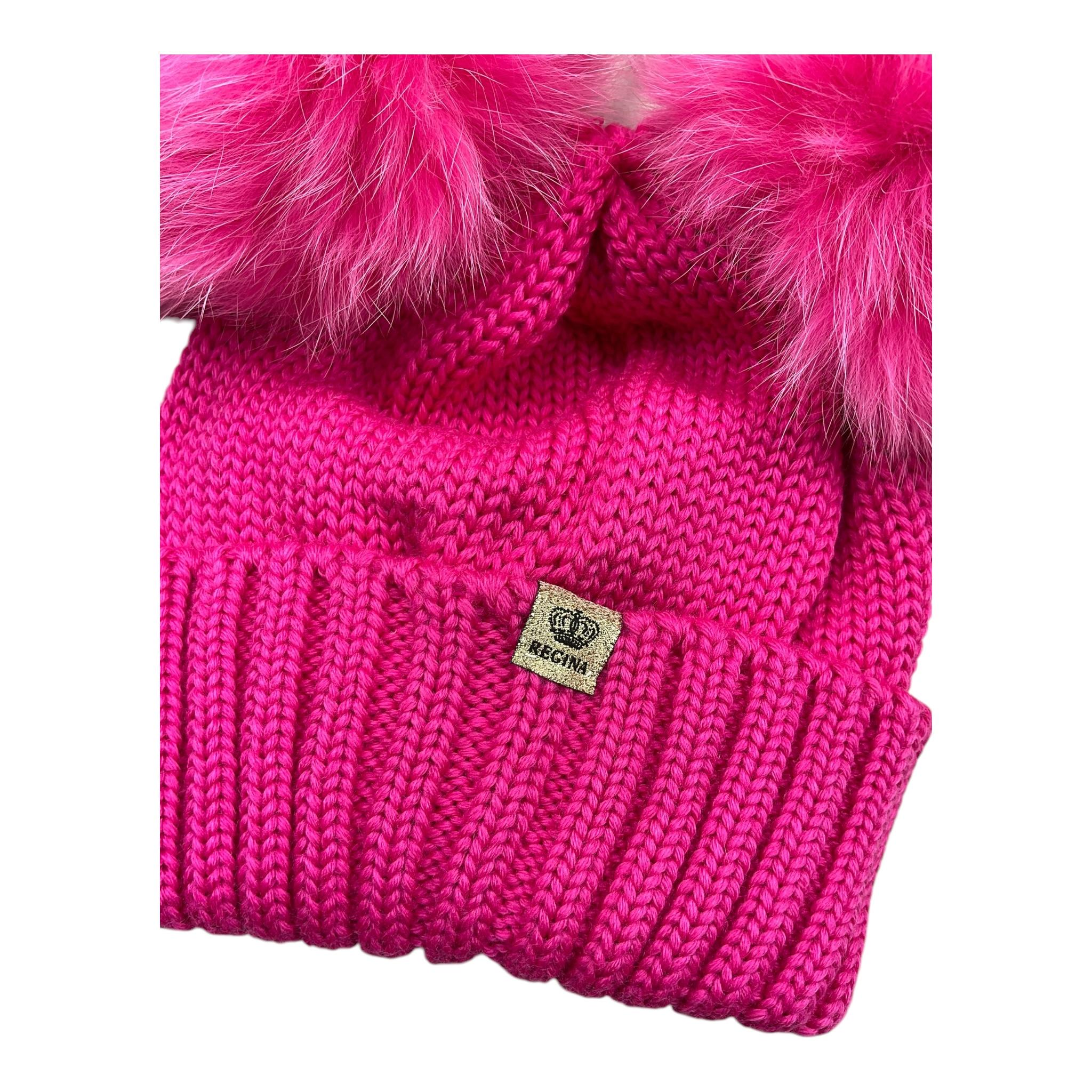 REGINA cappello tinta unita con pon pon Fuxia per Bambina 30100 FUXIA REGINA