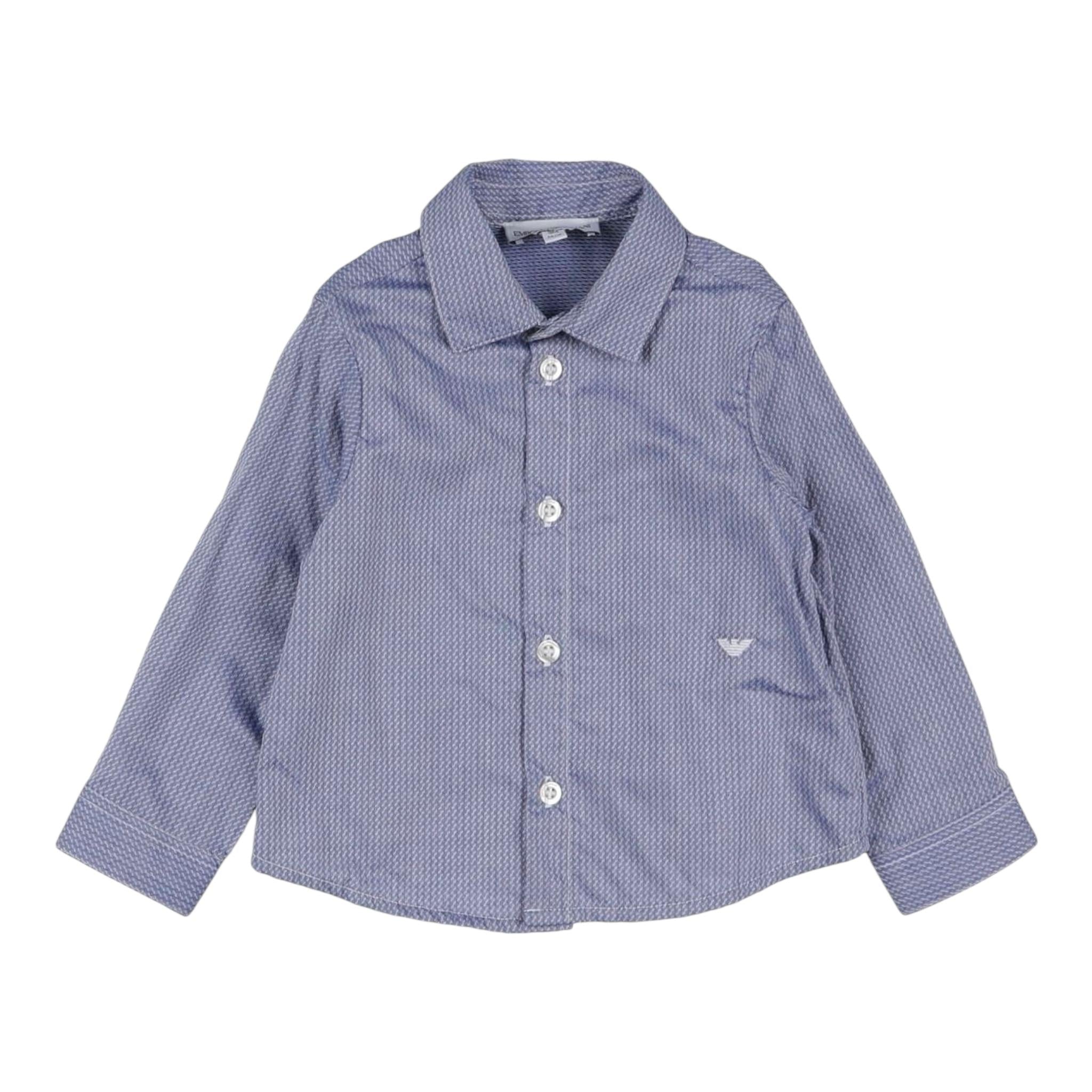 EMPORIO ARMANI camicia manica lunga tinta unita con logo Azzurro per Bambino 3L4CJD AZZURRO EMPORIO ARMANI