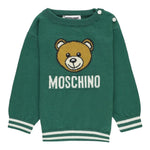 MOSCHINO maglia girocollo tinta unita con stampa orso Verde per Neonato MYW00JXX VERDE MOSCHINO