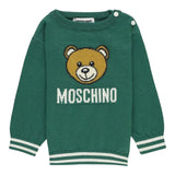 MOSCHINO maglia girocollo tinta unita con stampa orso Verde per Neonato MYW00JXX VERDE MOSCHINO