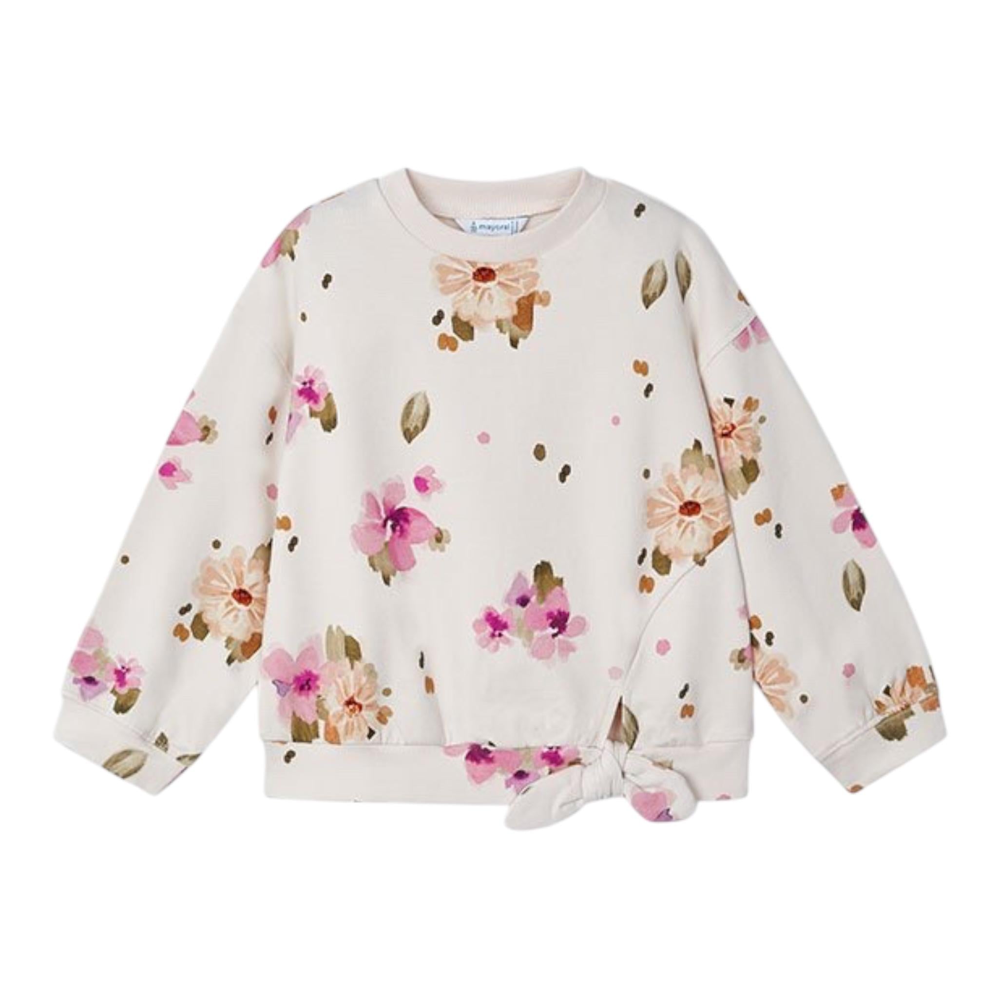 MAYORAL felpa chiusa girocollo tinta unita fantasia floreale Panna per Bambina 4481 PANNA MAYORAL