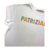 PATRIZIA PEPE t-shirt girocollo tinta unita con stampa in contrasto modello crop Bianco per Bambina 7M0802 BIANCO PATRIZIA PEPE