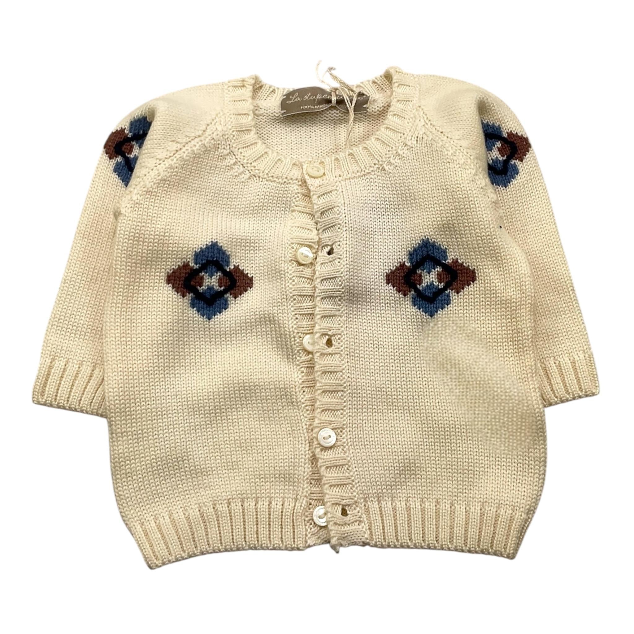 LA STUPENDERIA cardigan tinta unita cn ricami Panna per Neonato WCCR23 PANNA LA STUPENDERIA