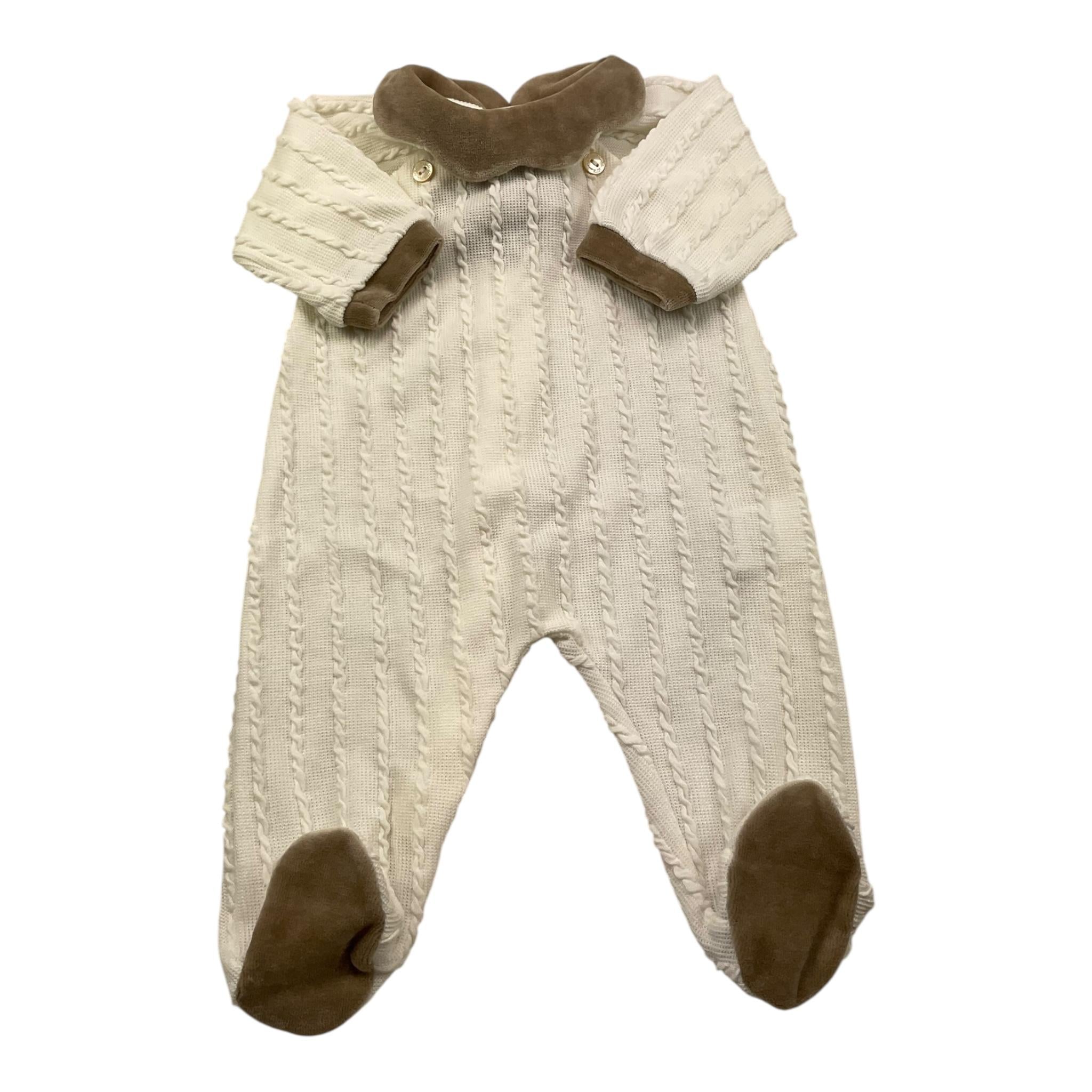 ALETTA tutina tinta unita con profili in contrasto Bianco per Neonato TBTT62X BIANCO ALETTA