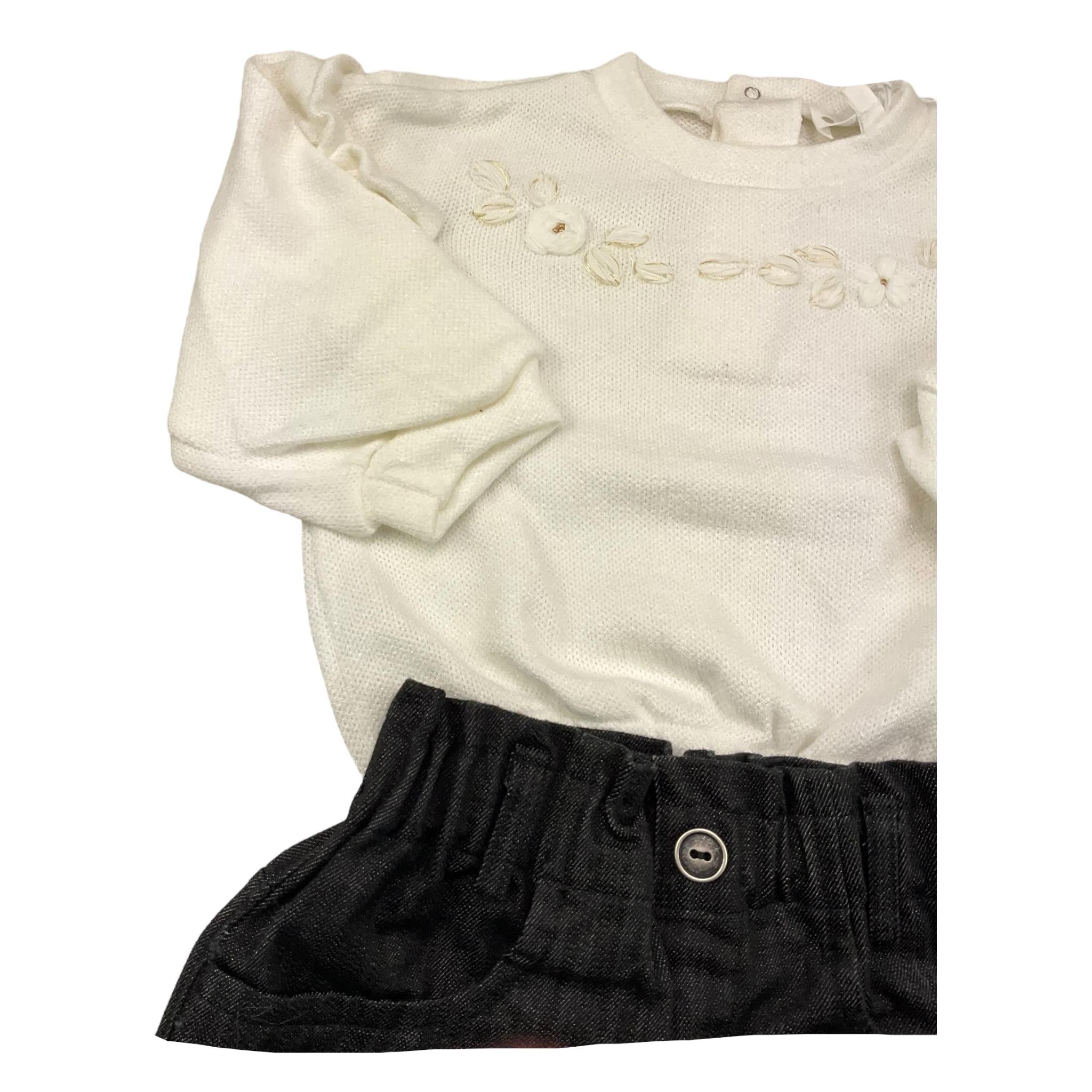 LALALU' completo 2 pezzi maglia-jeans Bianco/nero per Neonata CTL008N BIANCO/NERO LALALU'