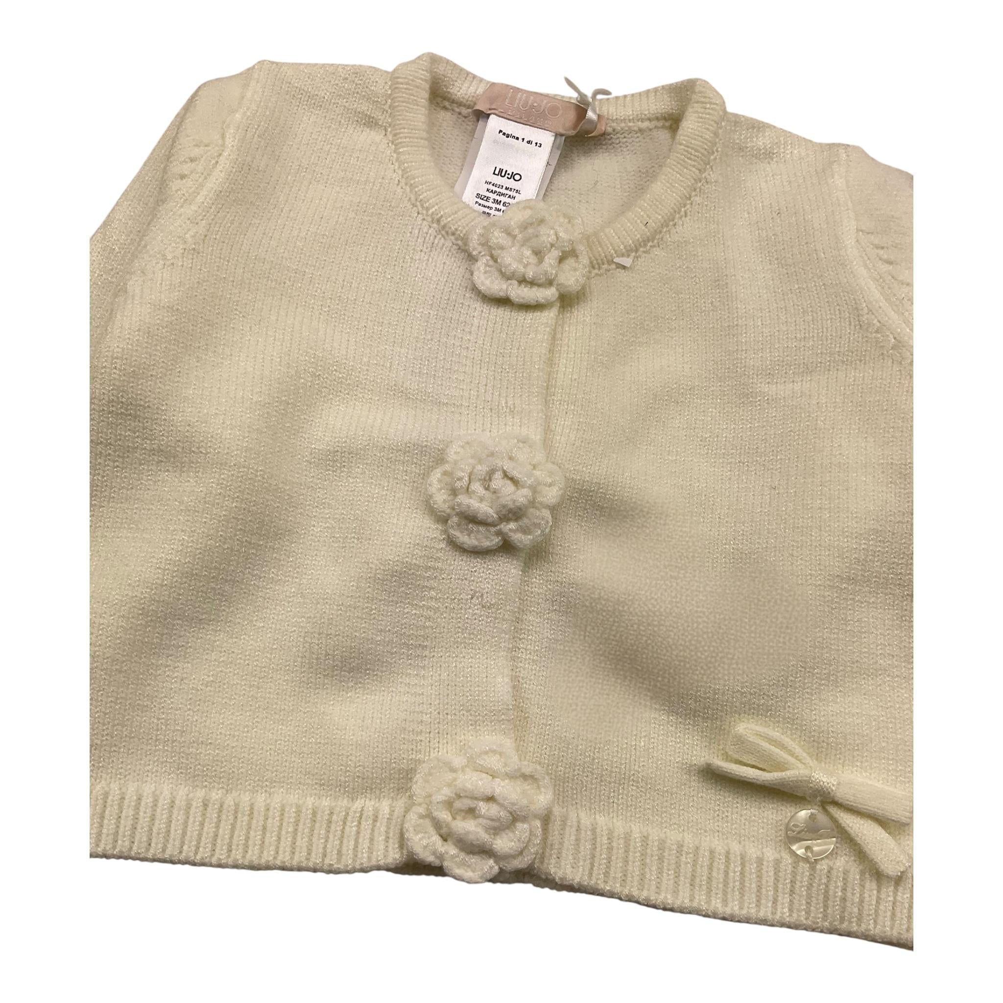 LIU JO cardigan tinta unita con applicazioni Panna per Neonata HF4023 PANNA LIU JO