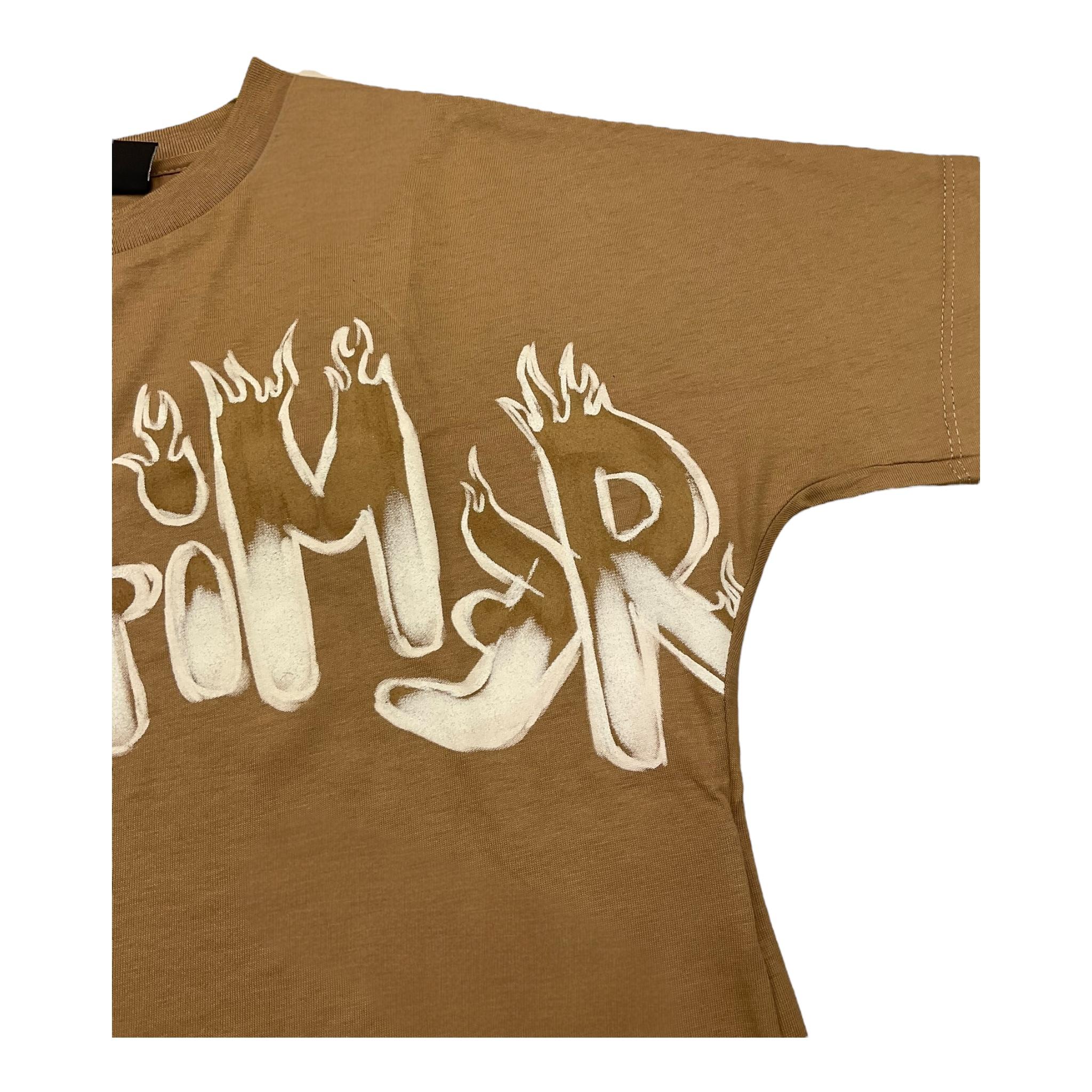 DISCLAIMER t-shirt girocollo tinta unita con stampa in contrasto Beige per Bambino 24IDK58227 BEIGE DISCLAIMER