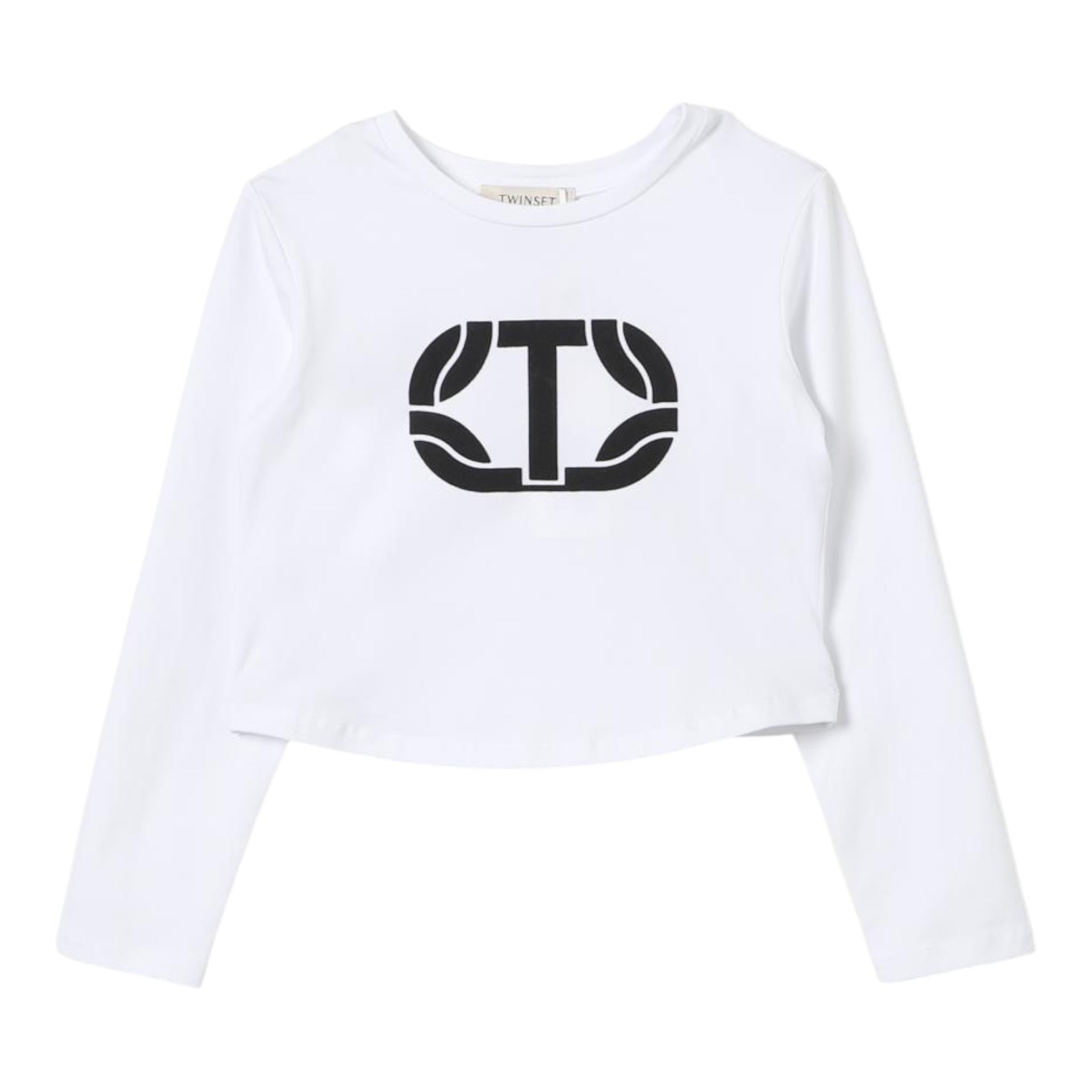 TWINSET shirt girocollo tinta unita con stampa Bianco per Bambina 242GJ2032XXX BIANCO TWINSET
