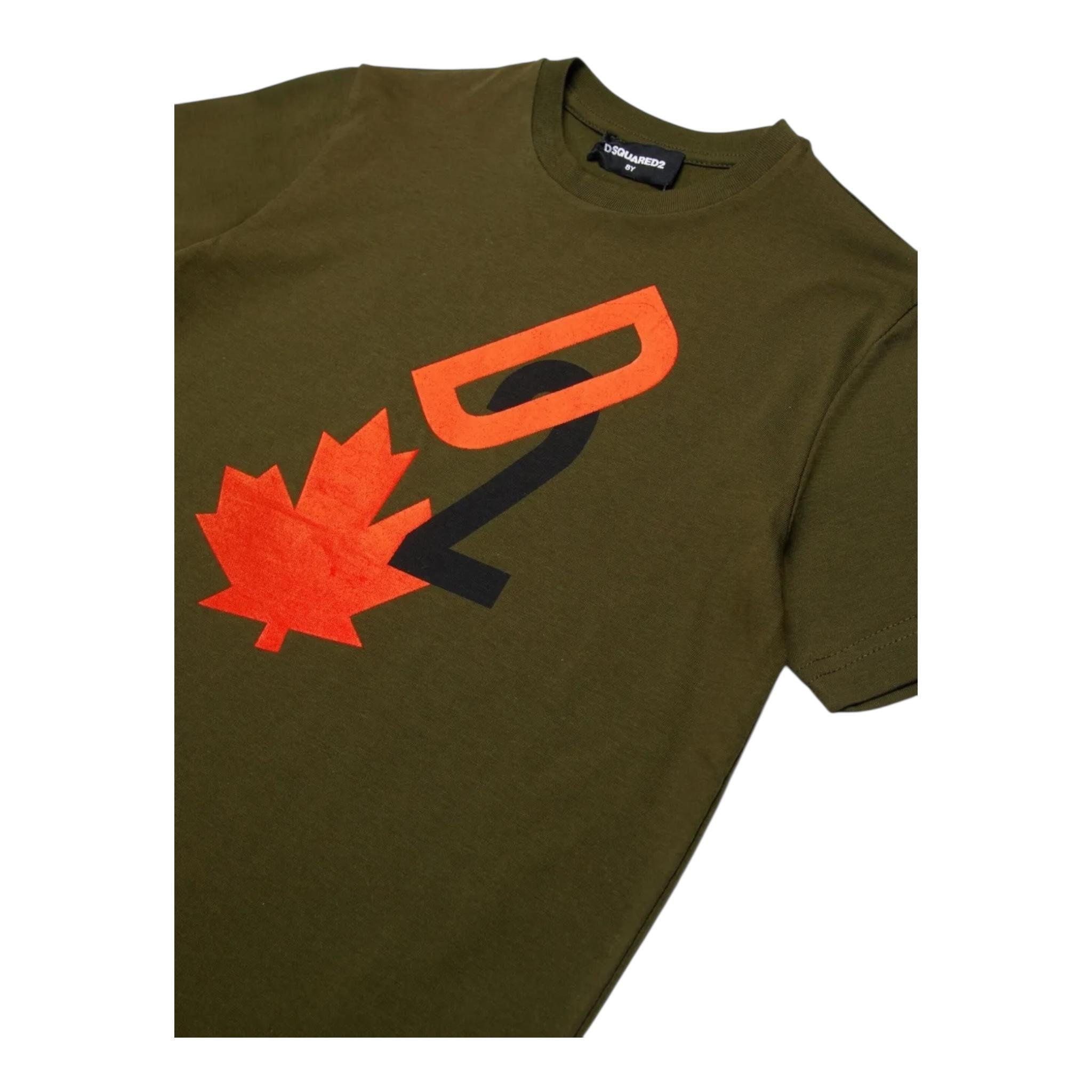 DSQUARED2 t-shirt girocollo tinta unita con logo Verde per Neonato DQ2508 VERDE DSQUARED2