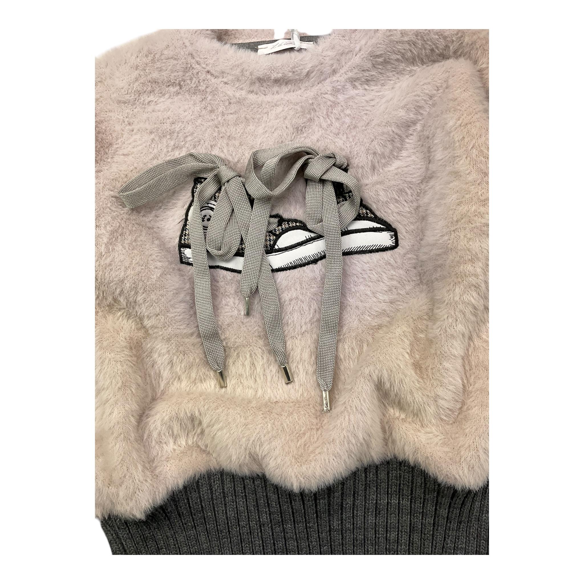 LU LU BY MISS GRANT felpa tinta unita con stampa Beige per Bambina LL3344 BEIGE LU LU BY MISS GRANT