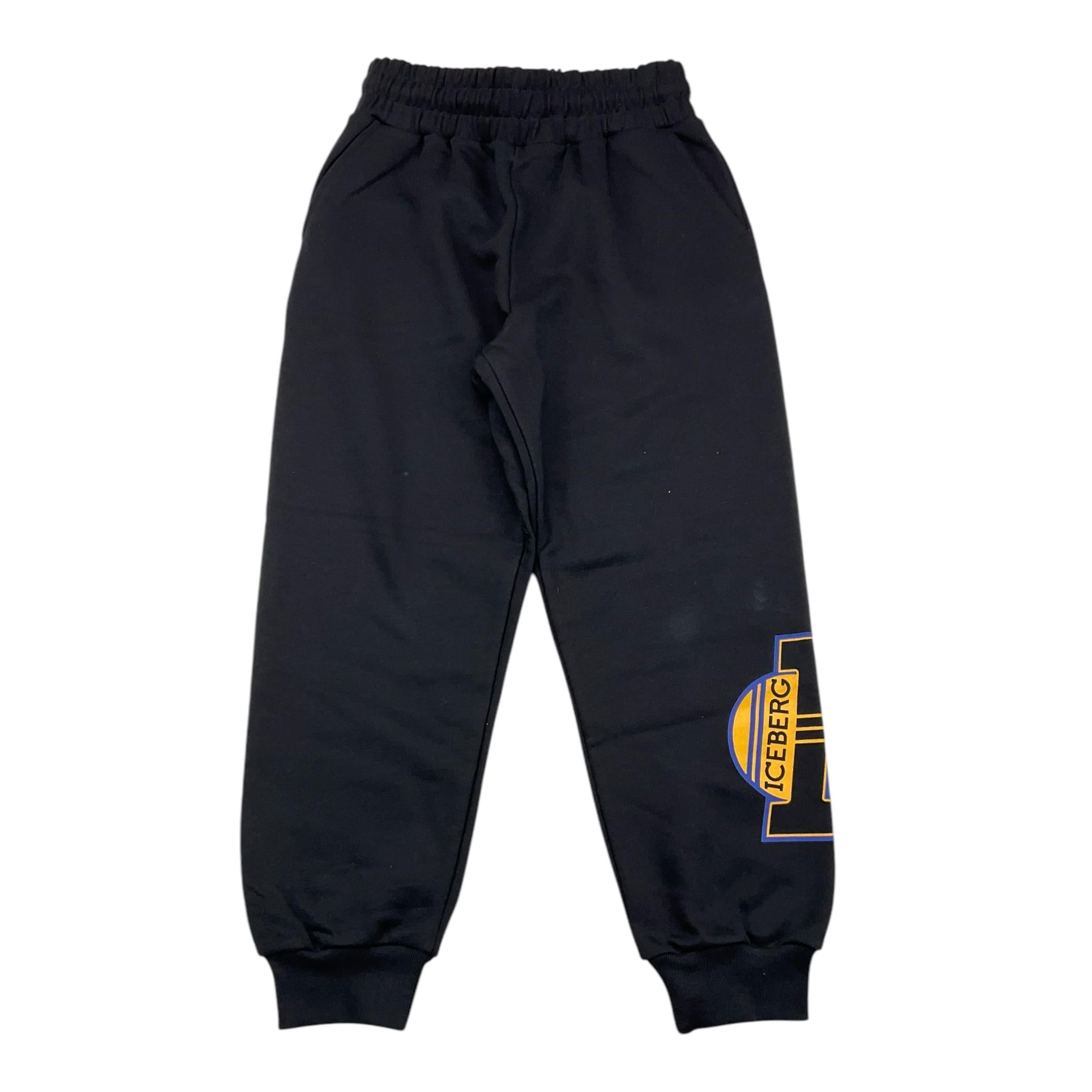 ICEBERG pantalone tuta tinta unita con stampa in contrasto Nero per Bambino PFICE5303J NERO ICEBERG