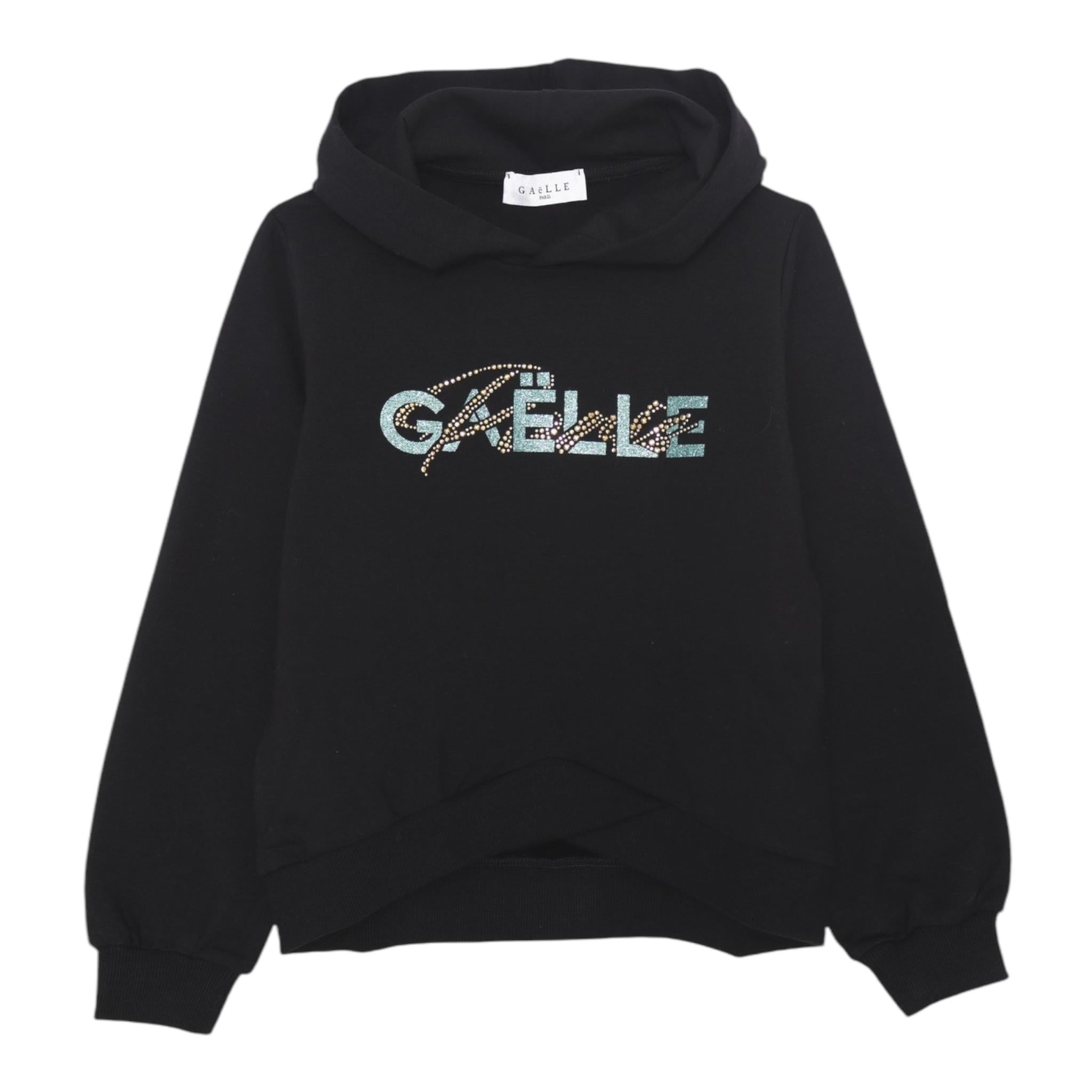 GAELLE felpa chiusa con cappuccio tinta unita cn stampa in contrasto Nero per Bambina 2741F00391 NERO GAELLE