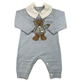 LE BEBE' tutina manica lunga tinta unita con orso Azzurro per Neonato LBB4290 AZZURRO LE BEBE'